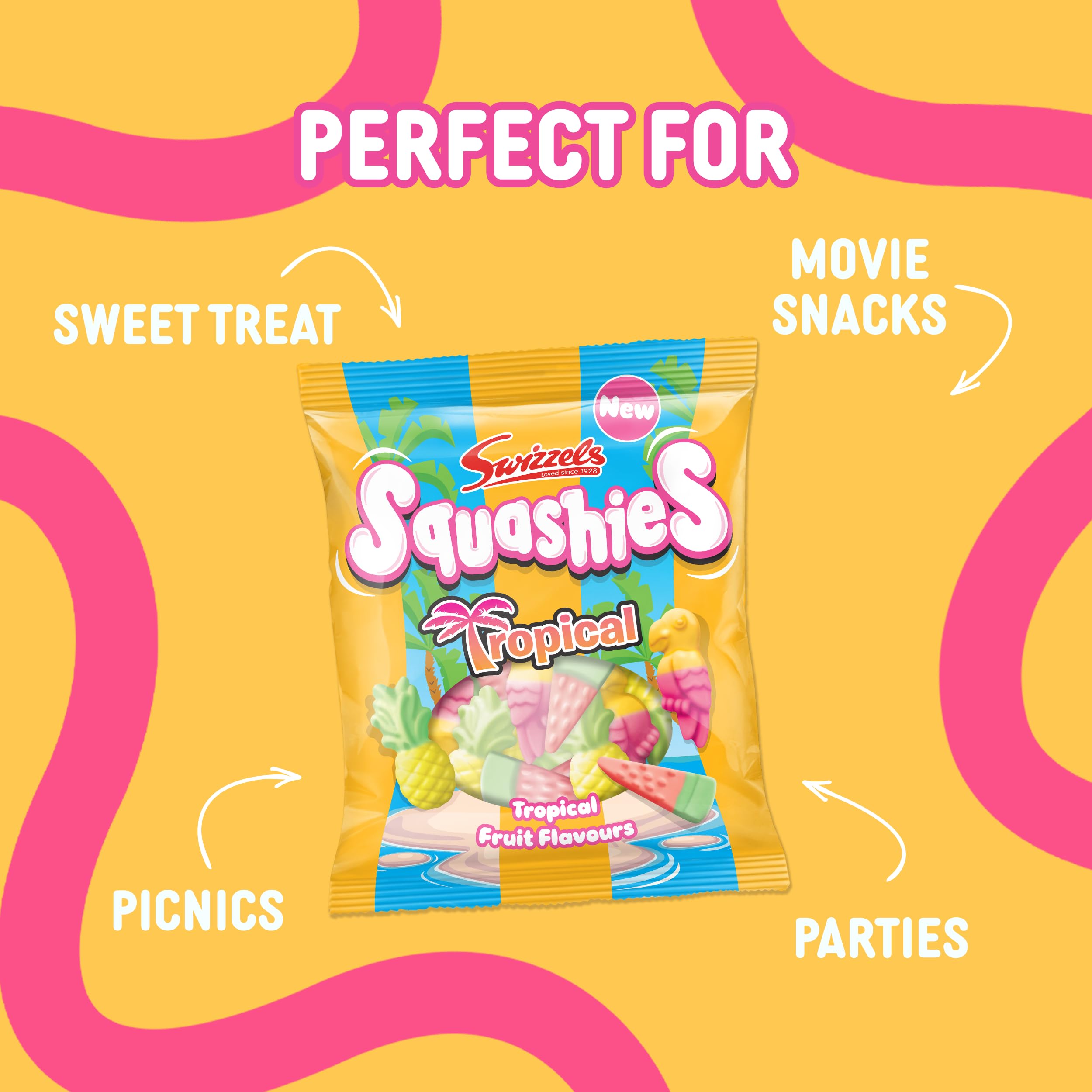 Swizzels Squashies Tropical Flavour 100g – Fruchtige Kaubonbons mit lustigen Formen 5