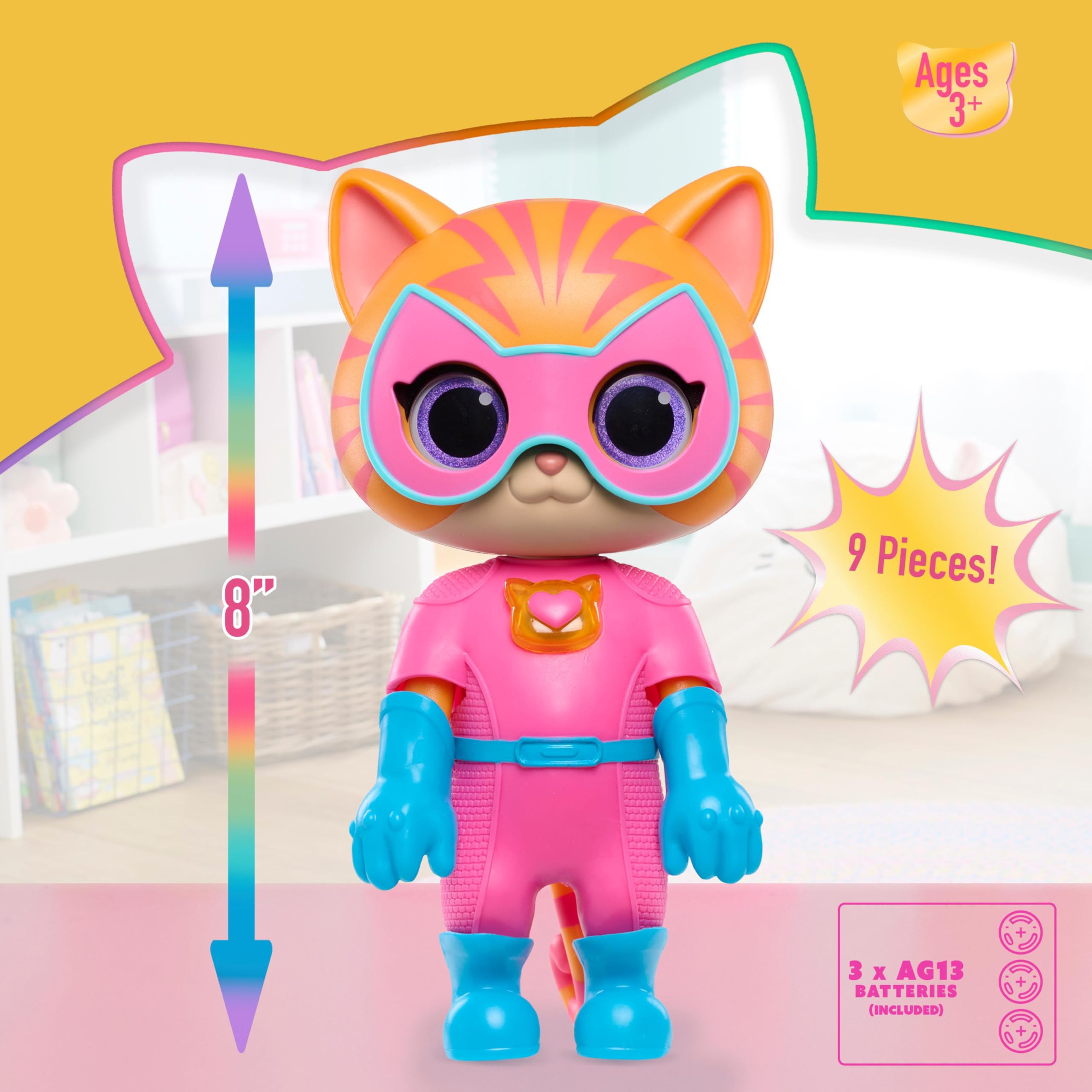 SuperKitties Cat-Tastic Transforming Ginny - Interactive Light-Up Action Figure for Kids 7