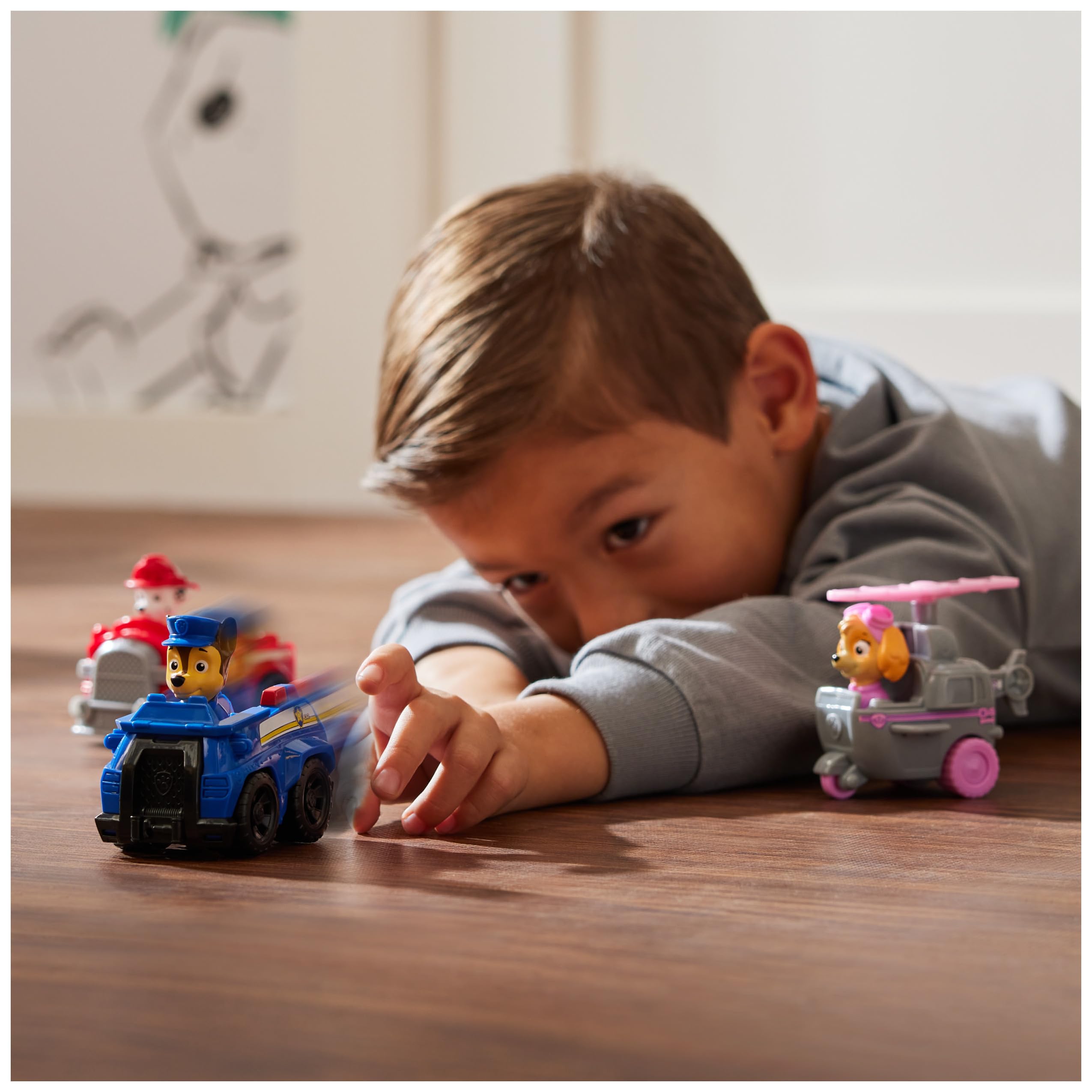 Paw Patrol Deluxe Rescue Racers Triple Pack (Chase, Marshall, Skye) | Pull Back Action | Ages 3+ 6