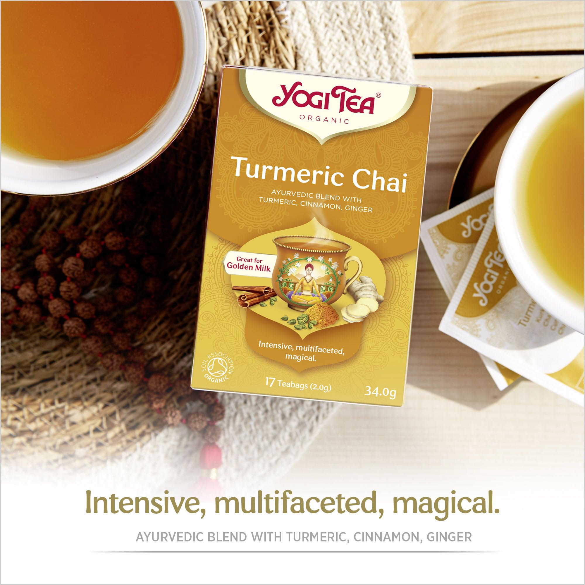 YOGI TEA - Turmeric Chai Organic Herbal Tea, Great for Golden Milk, Blend of Turmeric, Cinnamon & Ginger 6