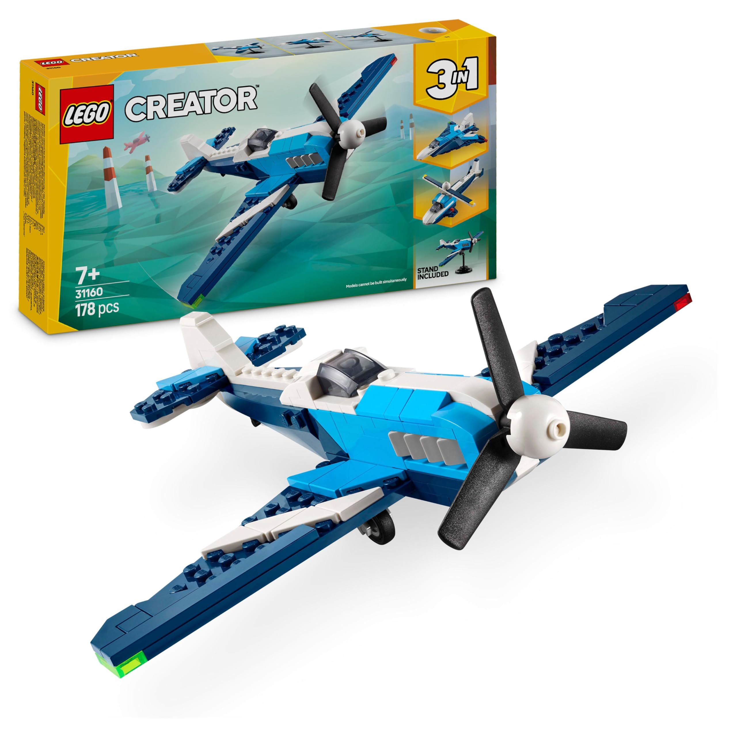 LEGO Creator 3in1 Aircraft: Race Plane Toy - Builds into Jet or Helicopter
