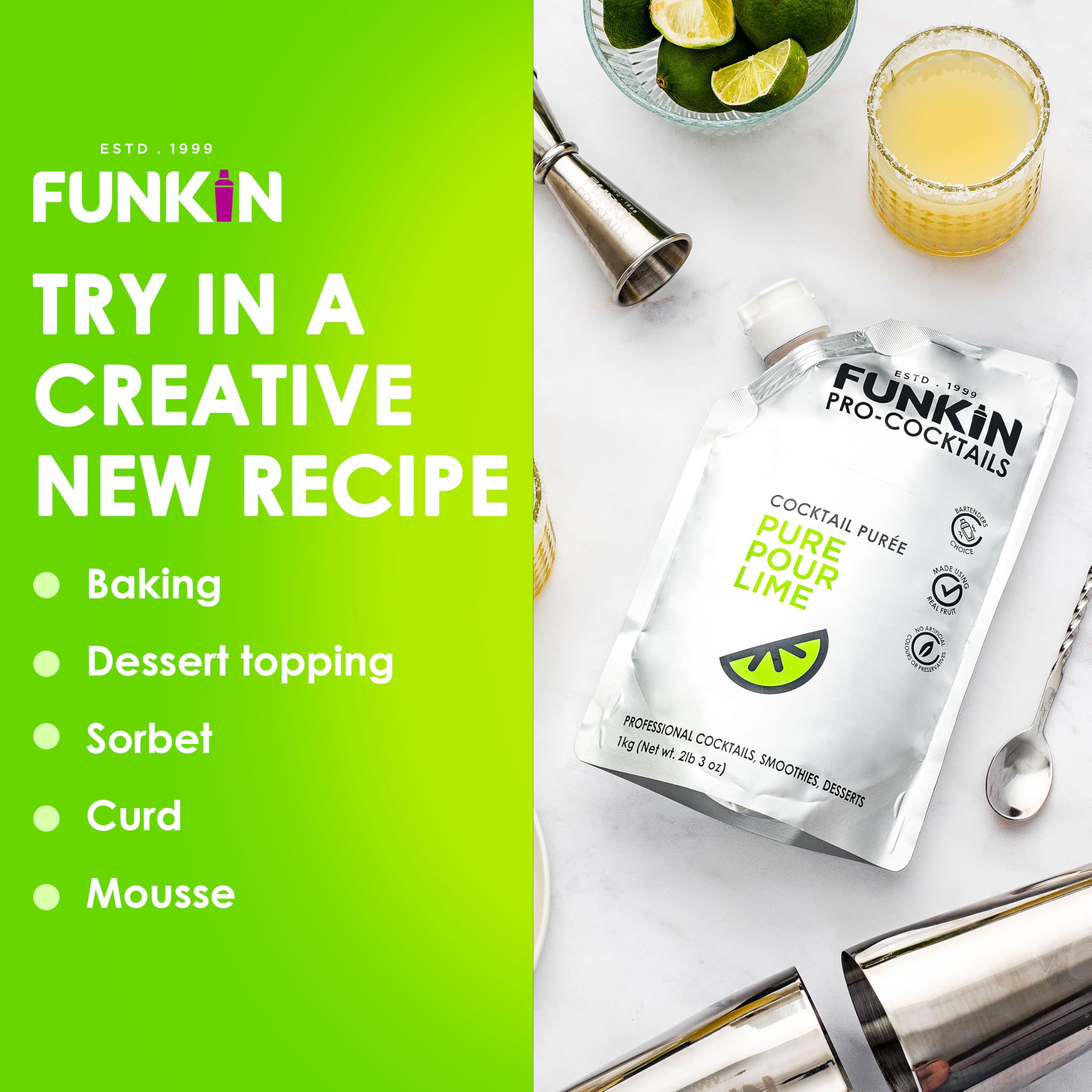 Funkin Pro Pure Lime Juice for Cocktails, Cooking & Baking, Real Fruit Juice 7