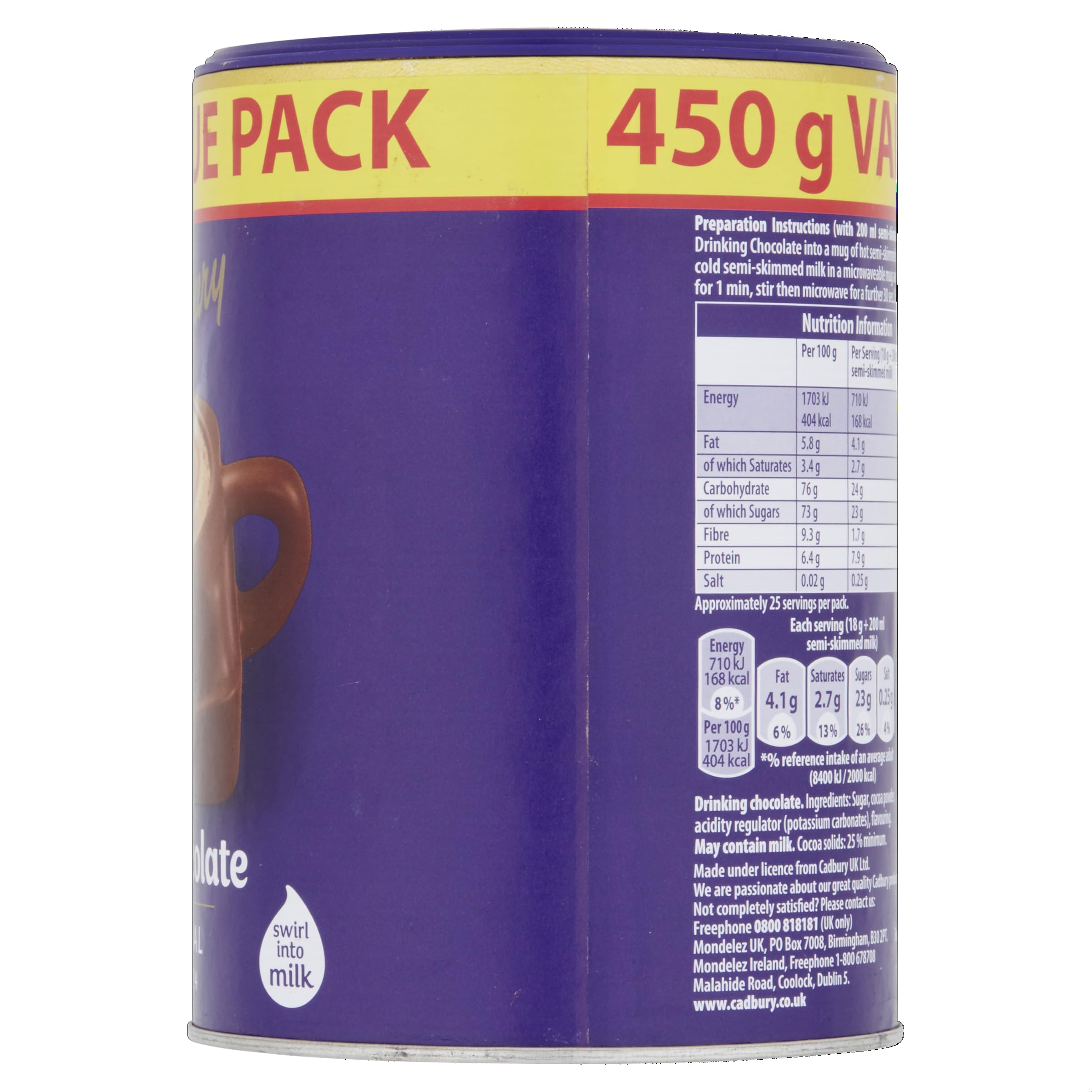 Cadbury - The Original Hot Chocolate Irresistibly Smooth Value Pack (450g) 4