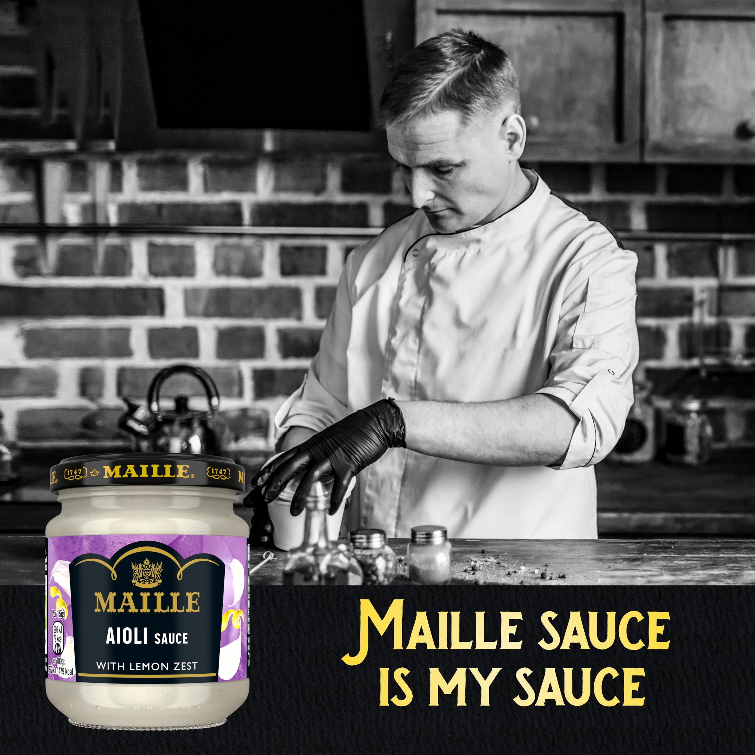 Maille Aioli Sauce mit Knoblauch, Zitronenschale &amp; schwarzem Pfeffer - Dip &amp; Kochsauce 6
