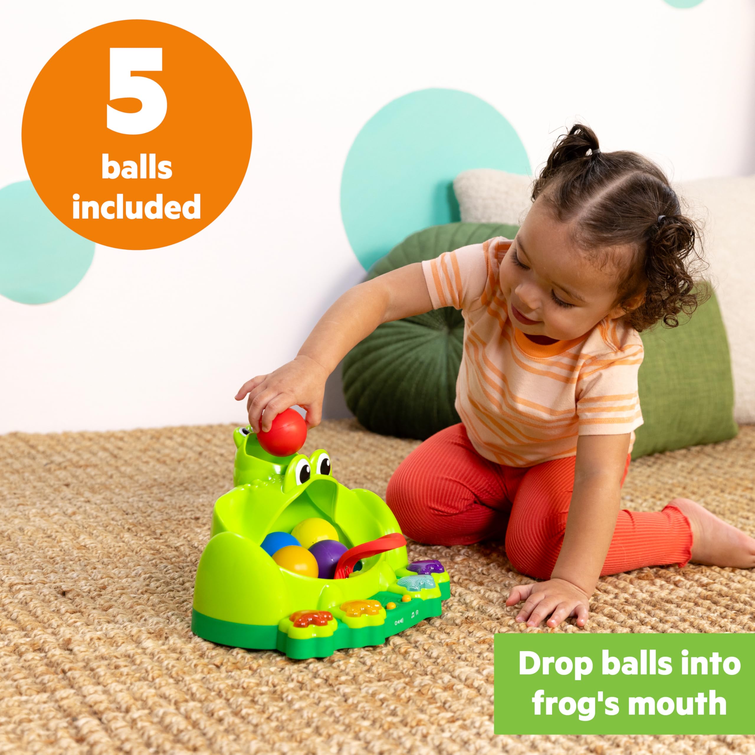 Bright Starts Poppin' Ball Frog Toy - Interactive Ball Play for Babies 6M+ 7