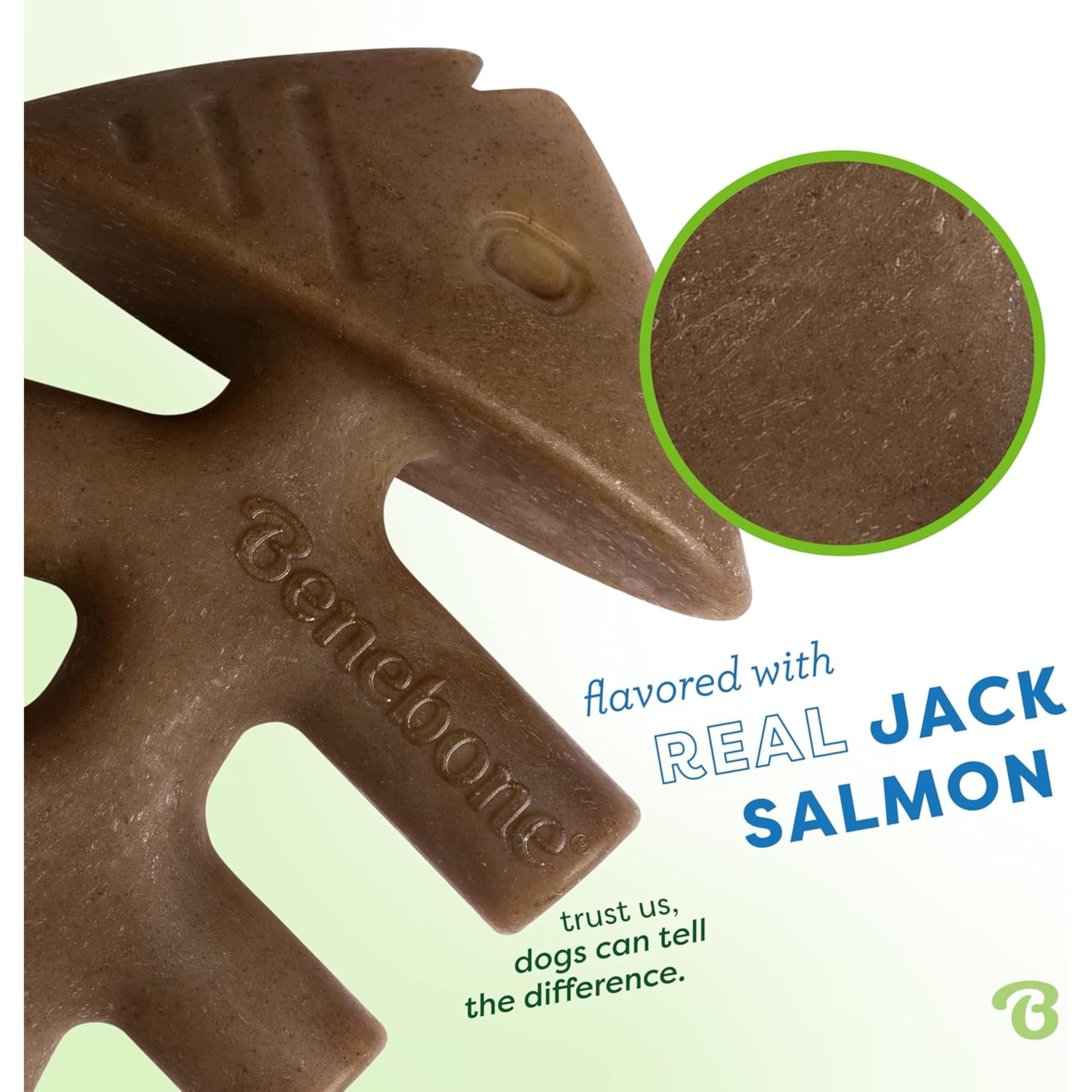 Benebone Fishbone Indestructible Dog Chew Toy - Real Jack Salmon Flavor | Small Size | Heavy Duty