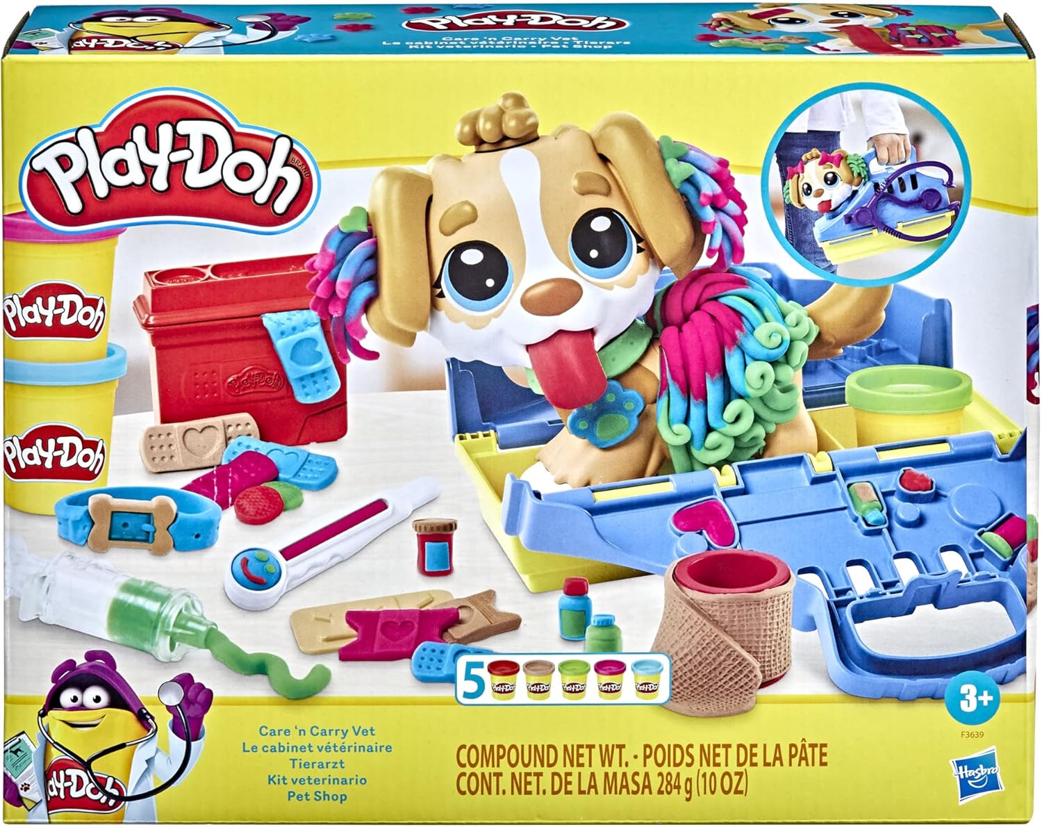 Play-Doh Care 'n Carry Vet Playset - Pretend Play Veterinarian Kit for Kids 3+