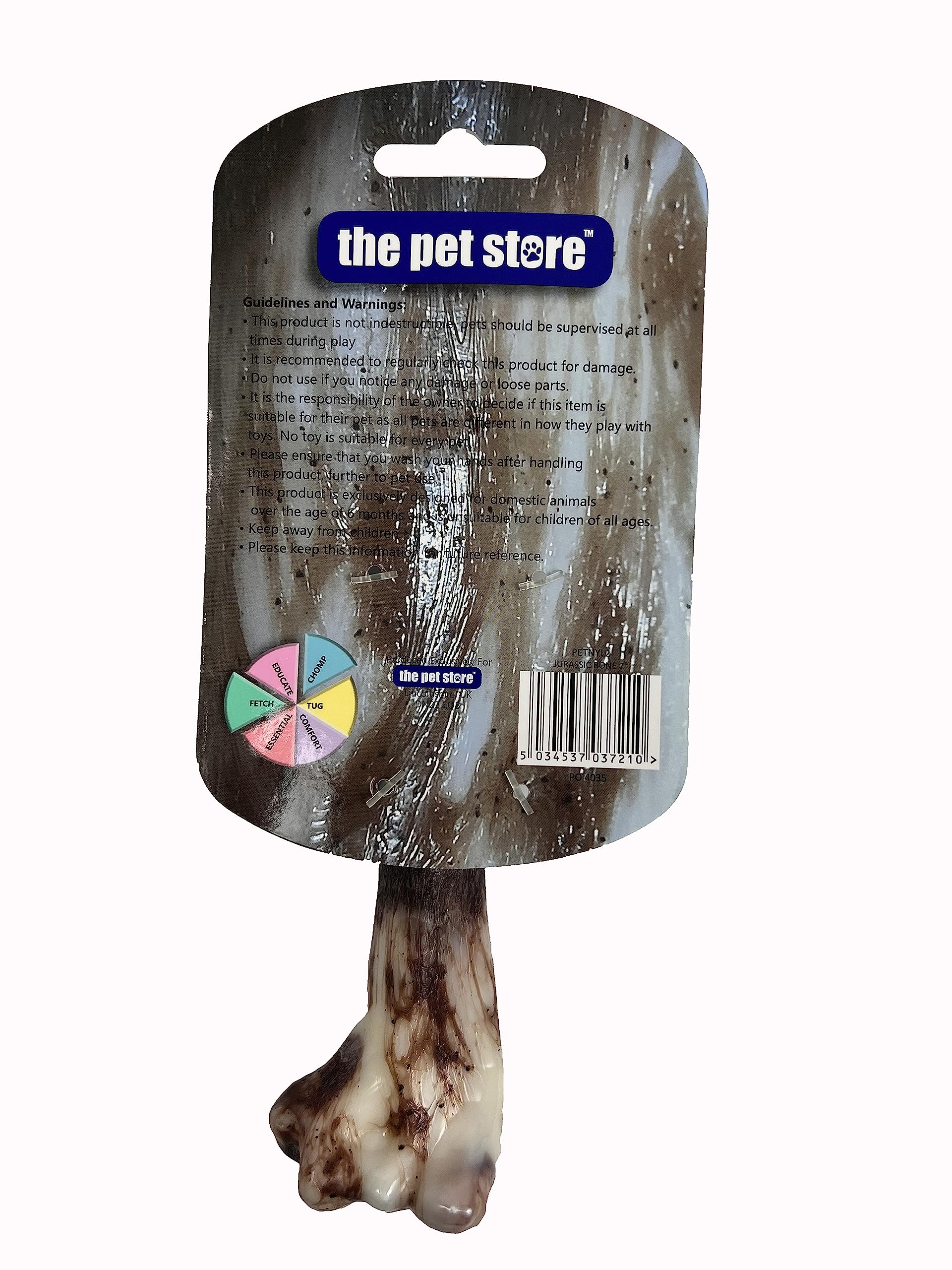J&E Importers Jurassic Bone 7 Inch Chew Toy for Aggressive Dogs | Nylon & Walnut Shell
