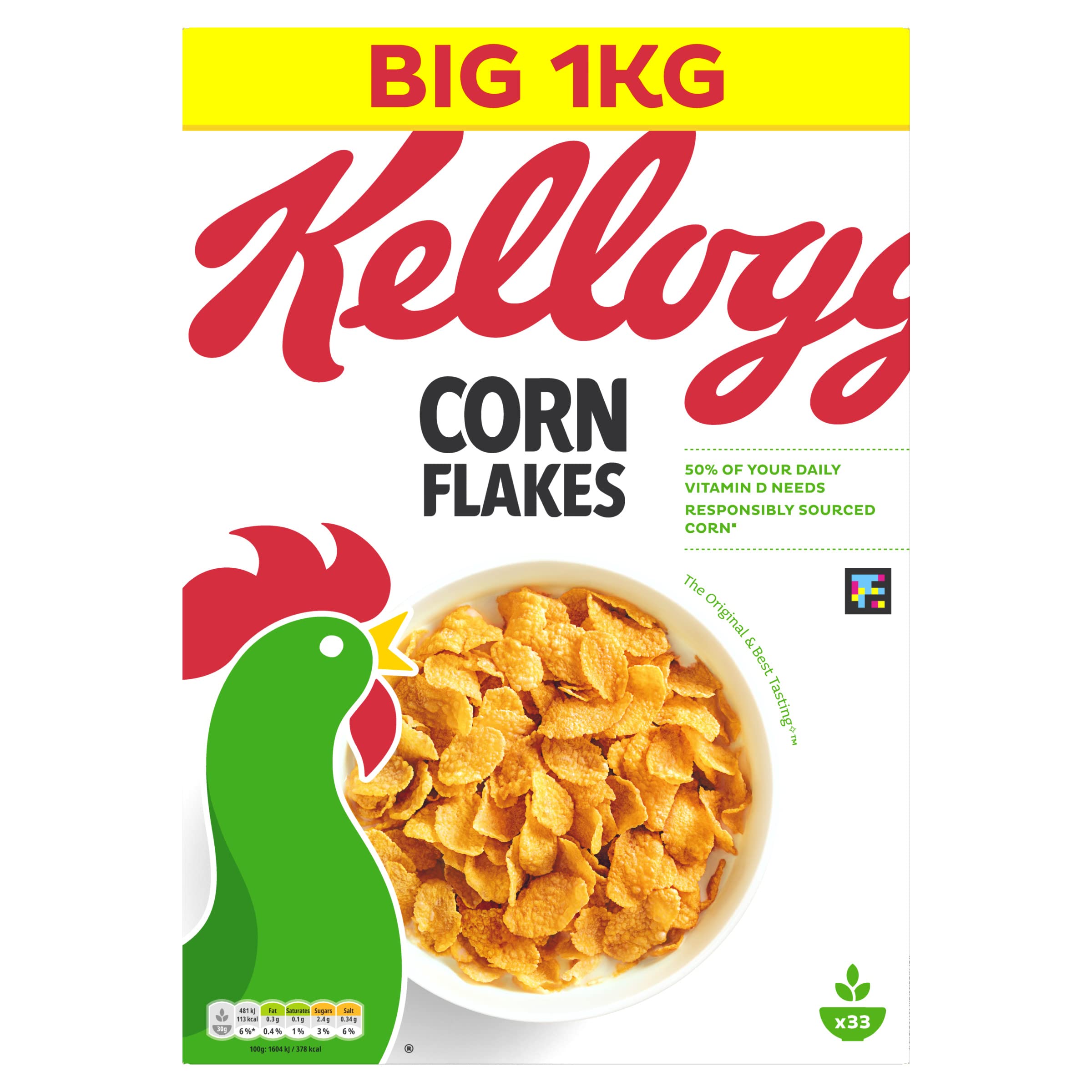 Kellogg's Corn Flakes Breakfast Cereal, 1kg