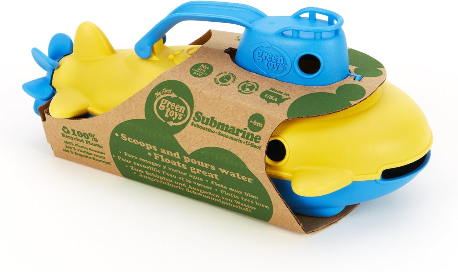 Green Toys Submarine - Blue Handle, Recycled Plastic Bath Toy for 6+ Months 5