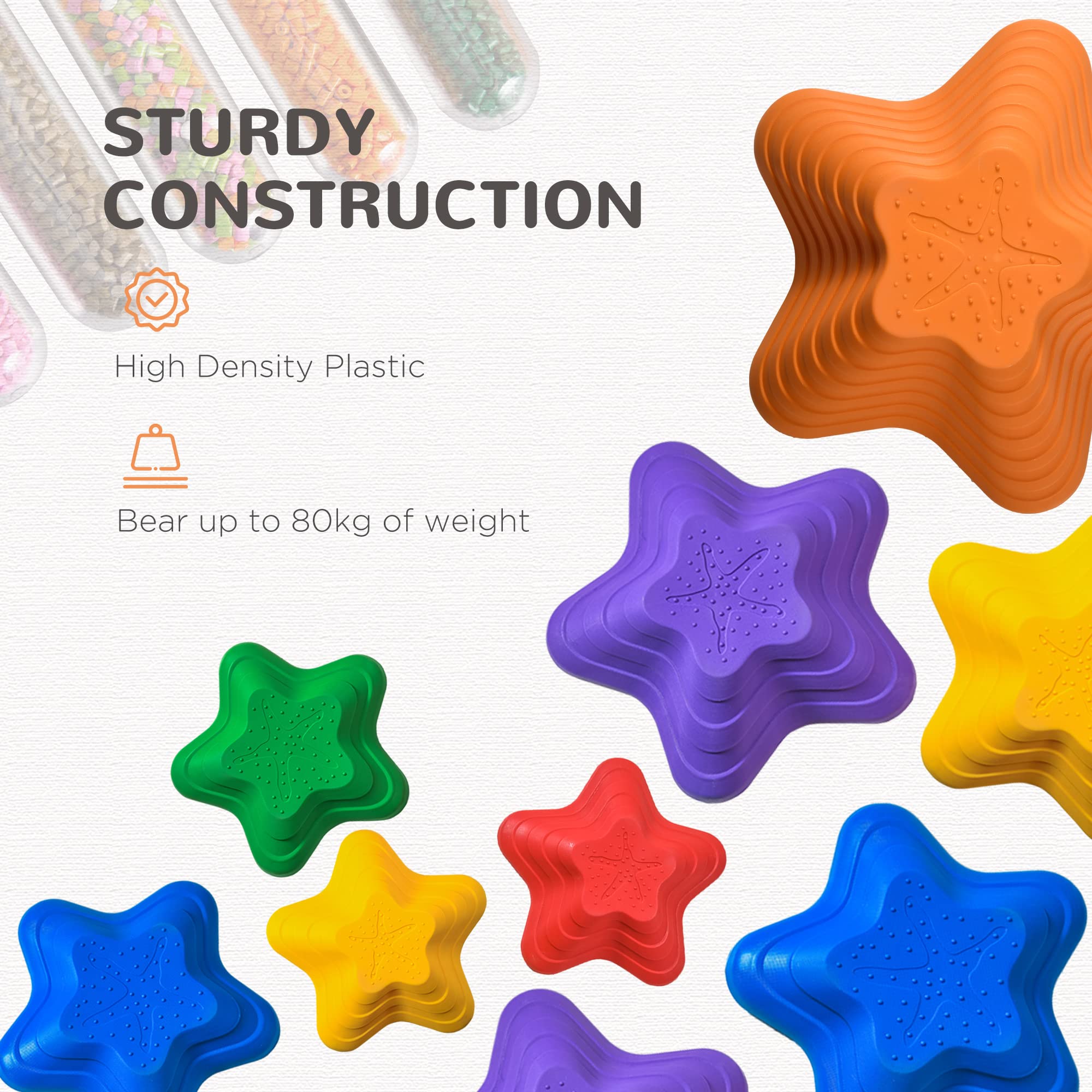 Outsunny Balance Stepping Stones Kids - 6-Piece Starfish Style Non-Slip Outdoor Play Set 14