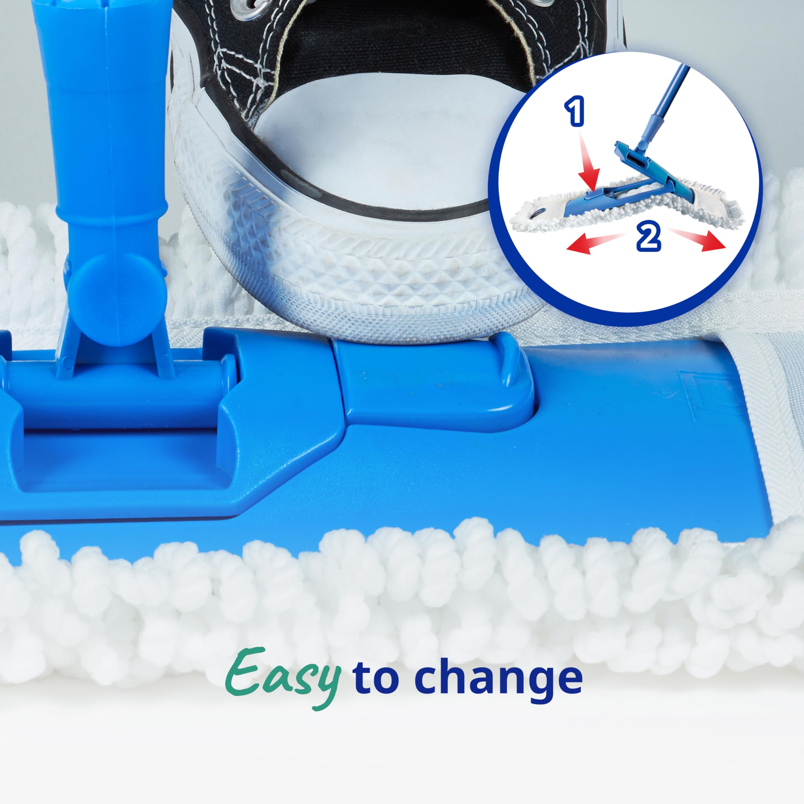 Spontex Extra Flat Mop with 2 Microfibre Heads | Wet & Dry Use | 360° Rotating Head | Adjustable Handle 7