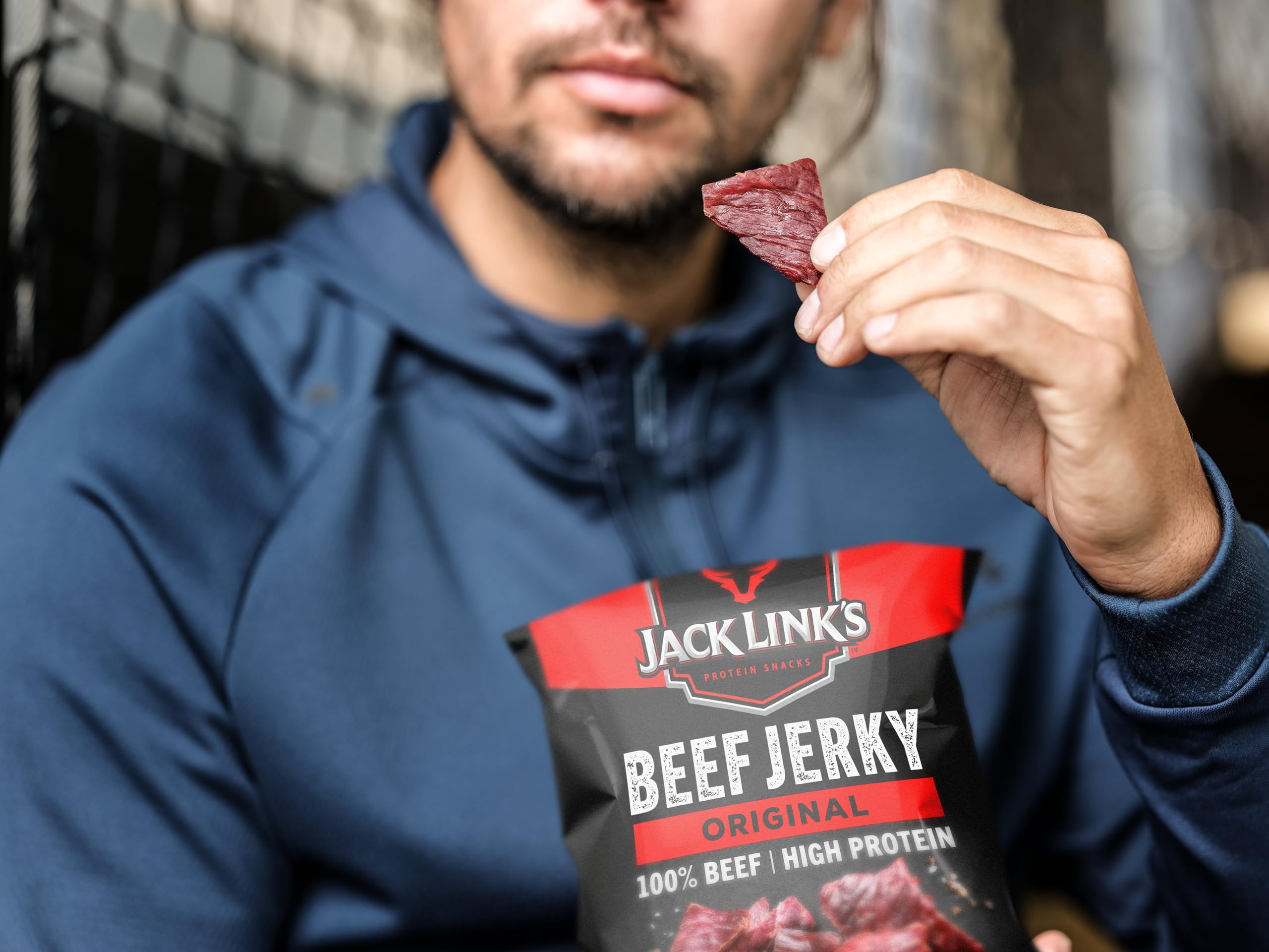 Jack Link's Beef Jerky Original, Box mit 12 x 40 g, proteinreicher Trockenfleisch-Snack 6