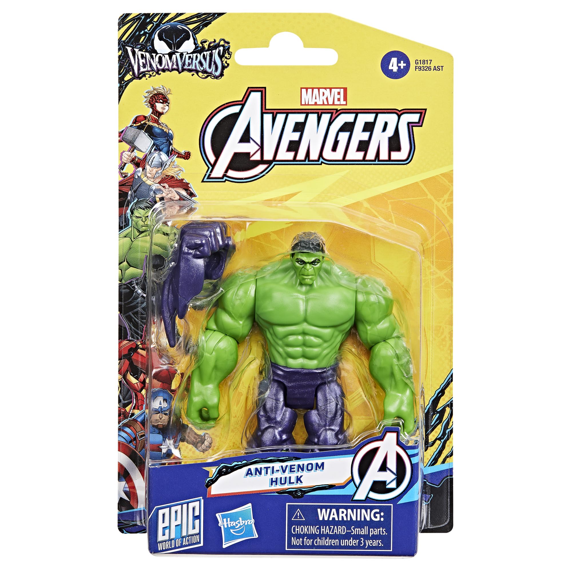 Marvel Avengers Anti-Venom Hulk Action Figure - 10 cm Poseable Toy with Venomised Fist, Ages 4+ 5
