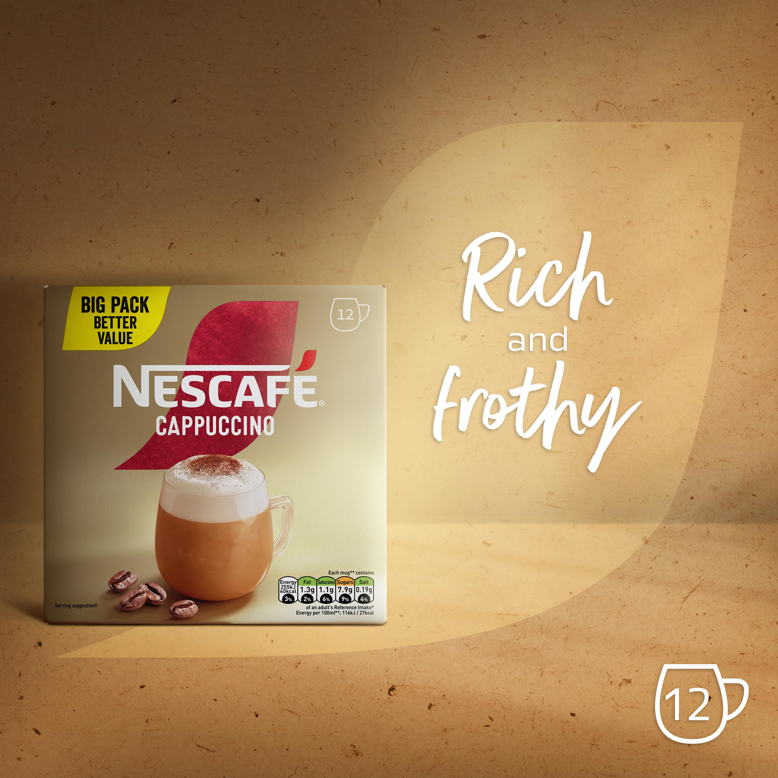 NESCAFÉ Gold Cappuccino Instantkaffee, 12 Beutel à 15,5 g – 100 % verantwortungsvoll bezogener Kaffee 4