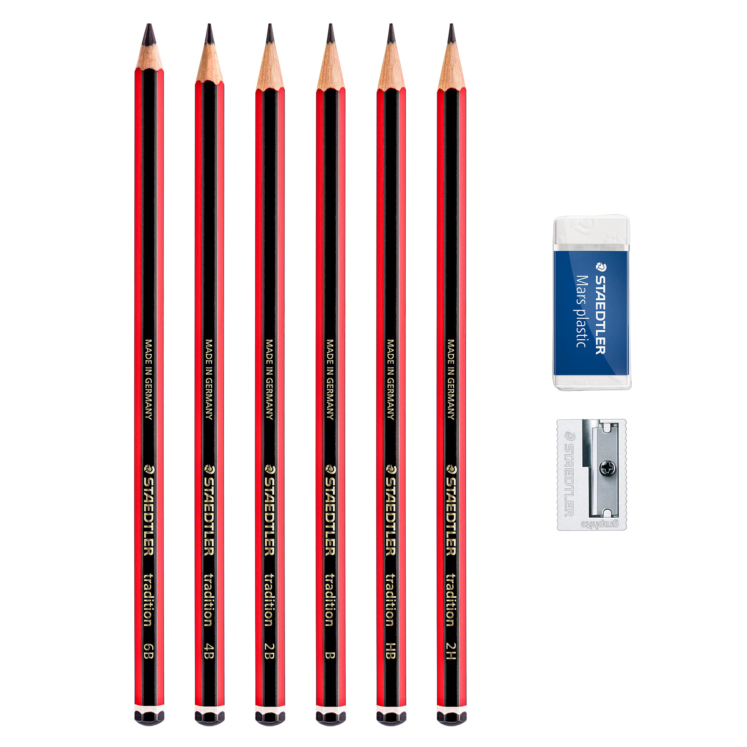 STAEDTLER Tradition Sketching Pencil (61 110C6) - 2B Hardness, Erasable, Black | Pack of 6 4