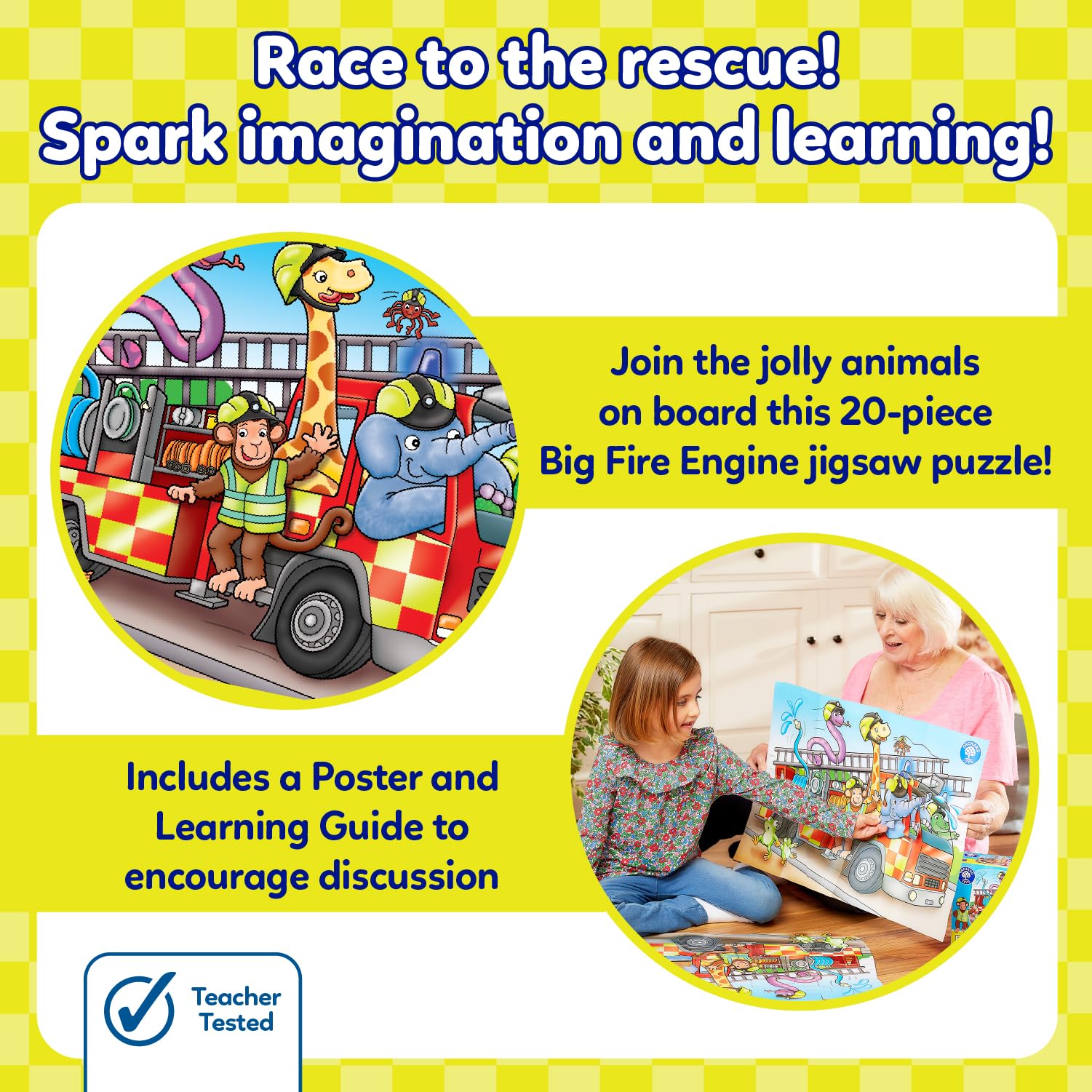 Orchard Toys Big Fire Engine Jigsaw Puzzle - 20-Piece Shaped Puzzle for Toddlers 6