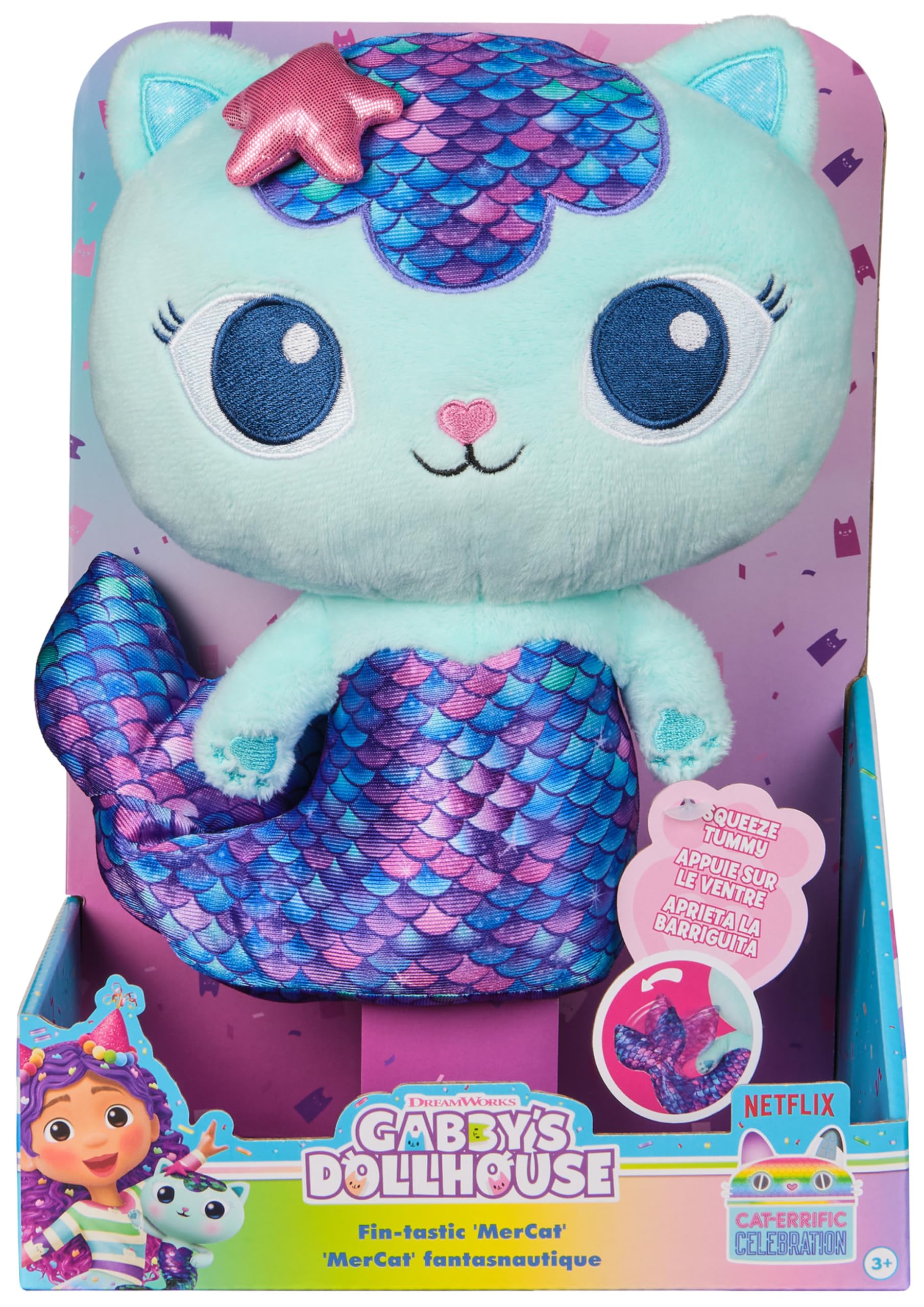 Gabby’s Dollhouse Fin-Tastic MerCat - 25cm Interactive Plush Toy for Kids 9