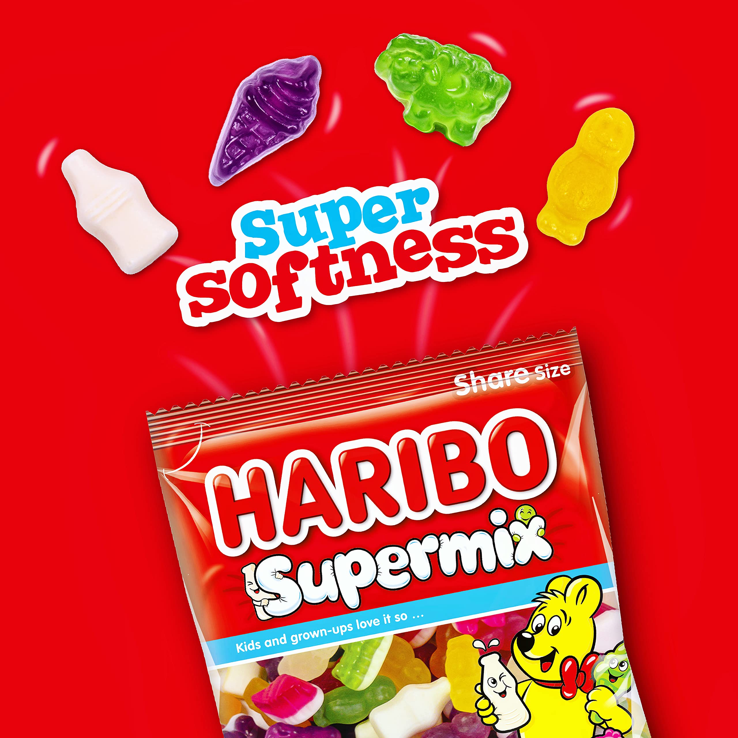 HARIBO Supermix Sweets Mini Bags - 16g x 100 Packs (1.6kg) Fruit & Chewy Mix 3
