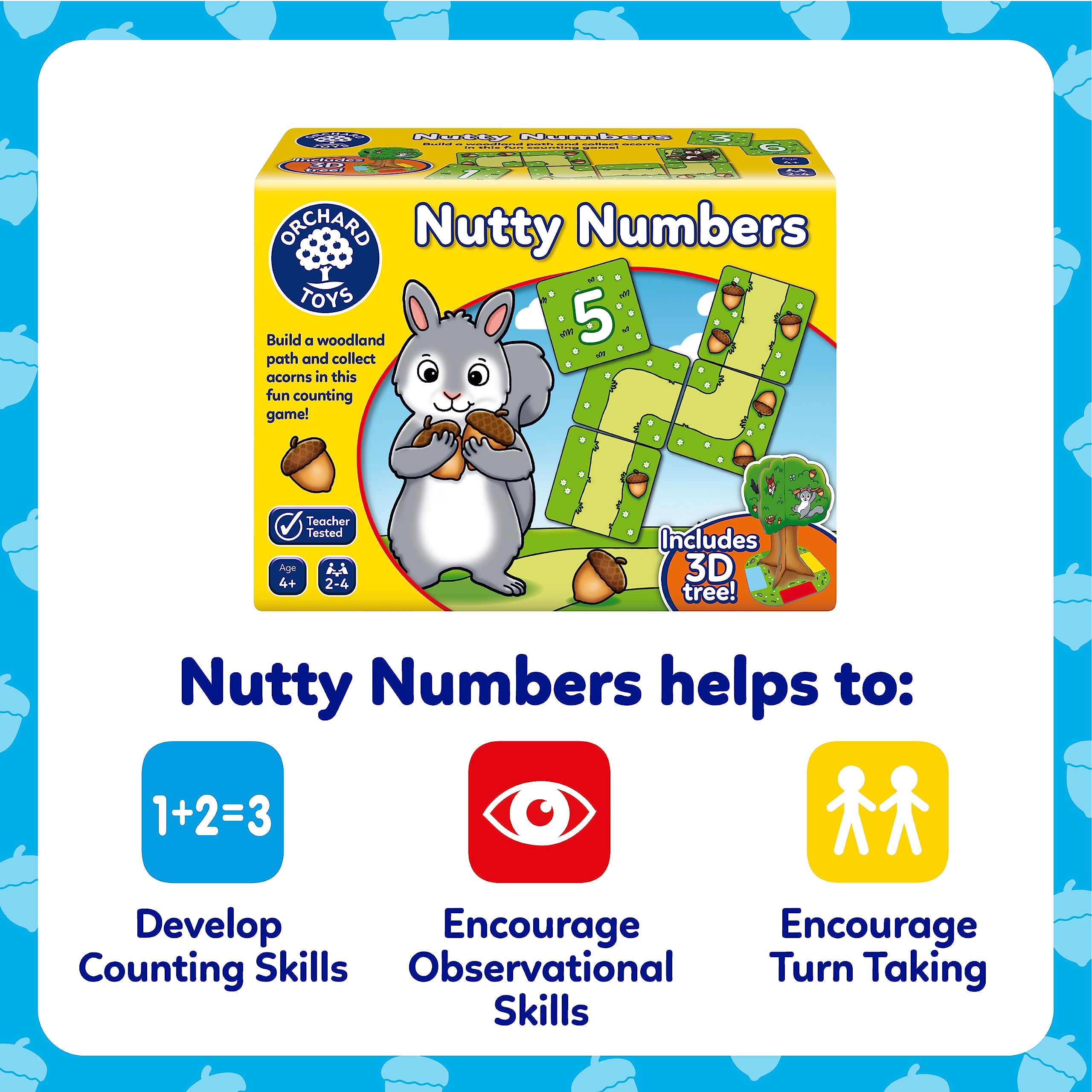Orchard Toys Nutty Numbers Game - Educational Counting & Number Recognition for Ages 4+ 5