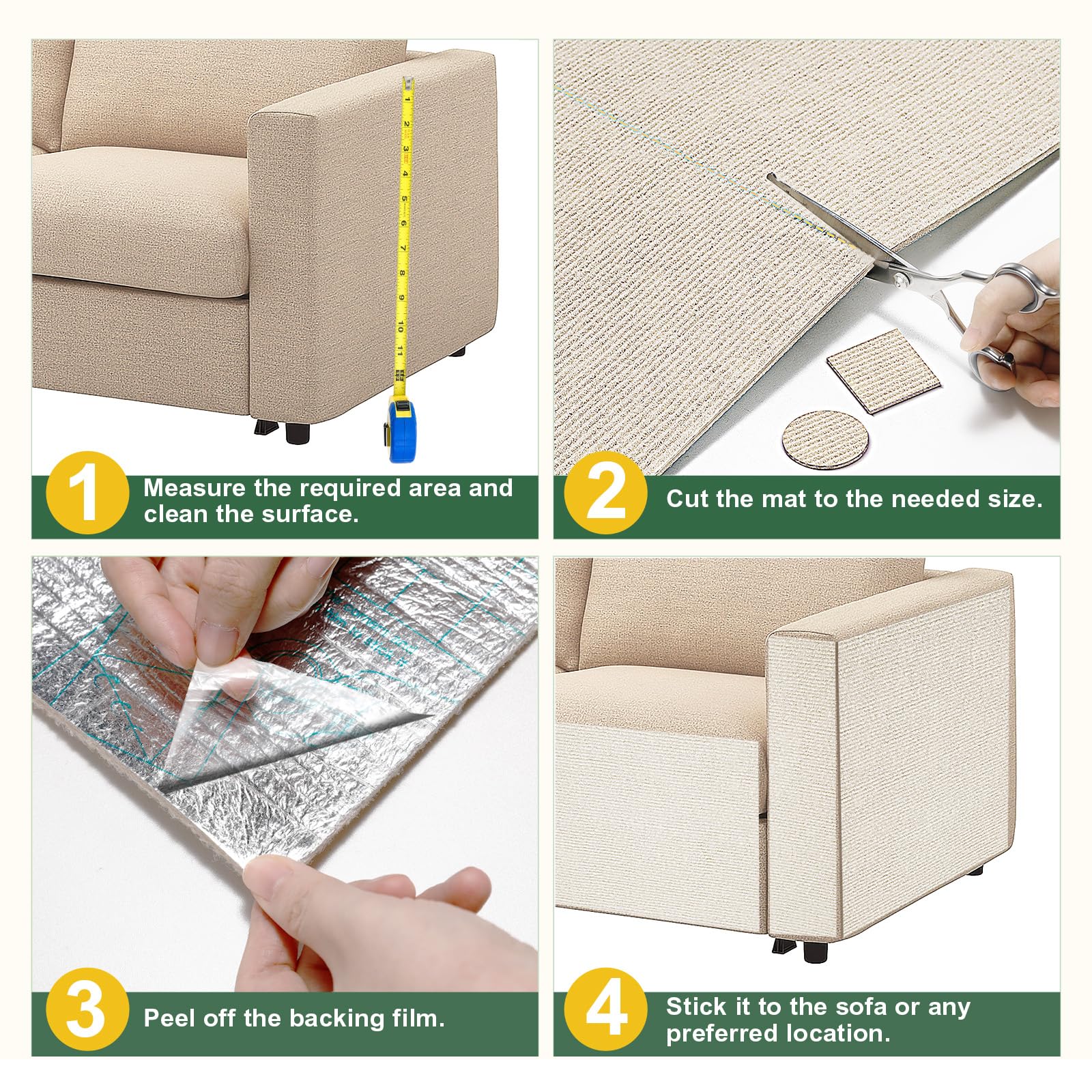 Gimars Self-Adhesive Cat Scratching Mat - 200 x 40cm | Thickened Polyester | DIY Cuttable 7
