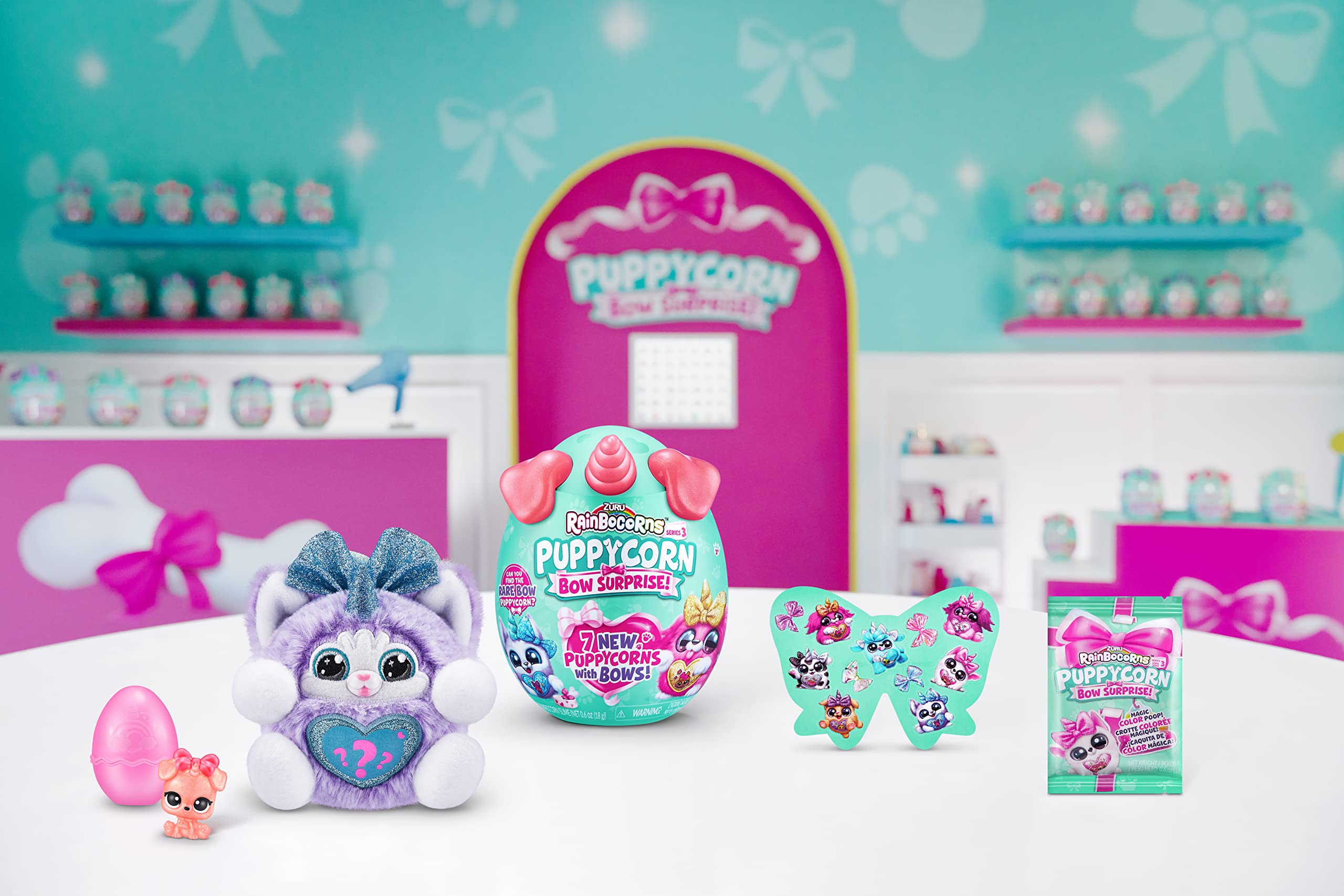 Rainbocorns Puppycorn Bow Surprise - Zedd the Dalmatian Collectible Plush with 5 Layers of Surprises, Slime, Stickers & Boo-Boocorn - Ages 3+ 6