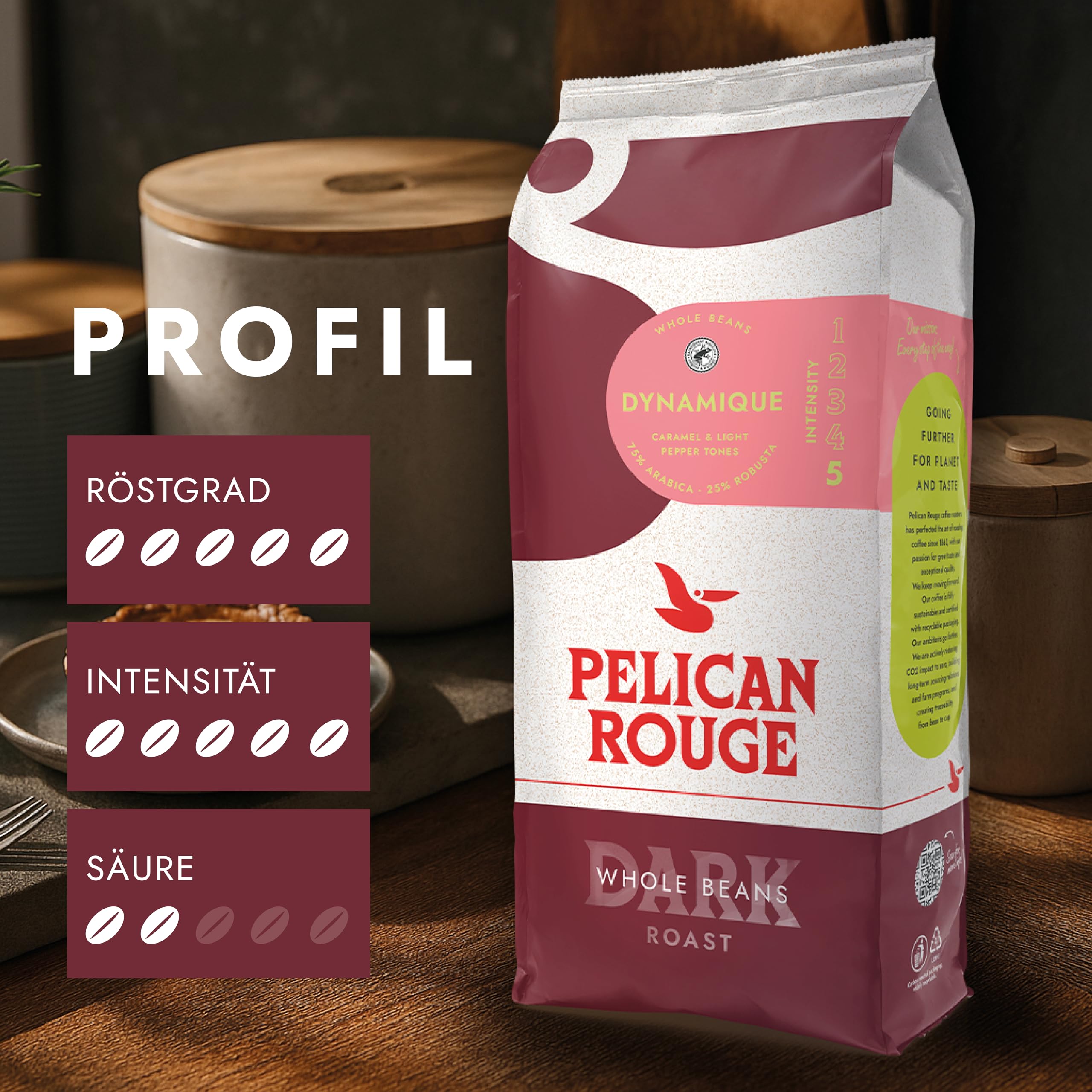 Pelican Rouge DYNAMIQUE Whole Dark Roasted Coffee Beans | 75% Arabica | Rainforest Alliance Certified 4