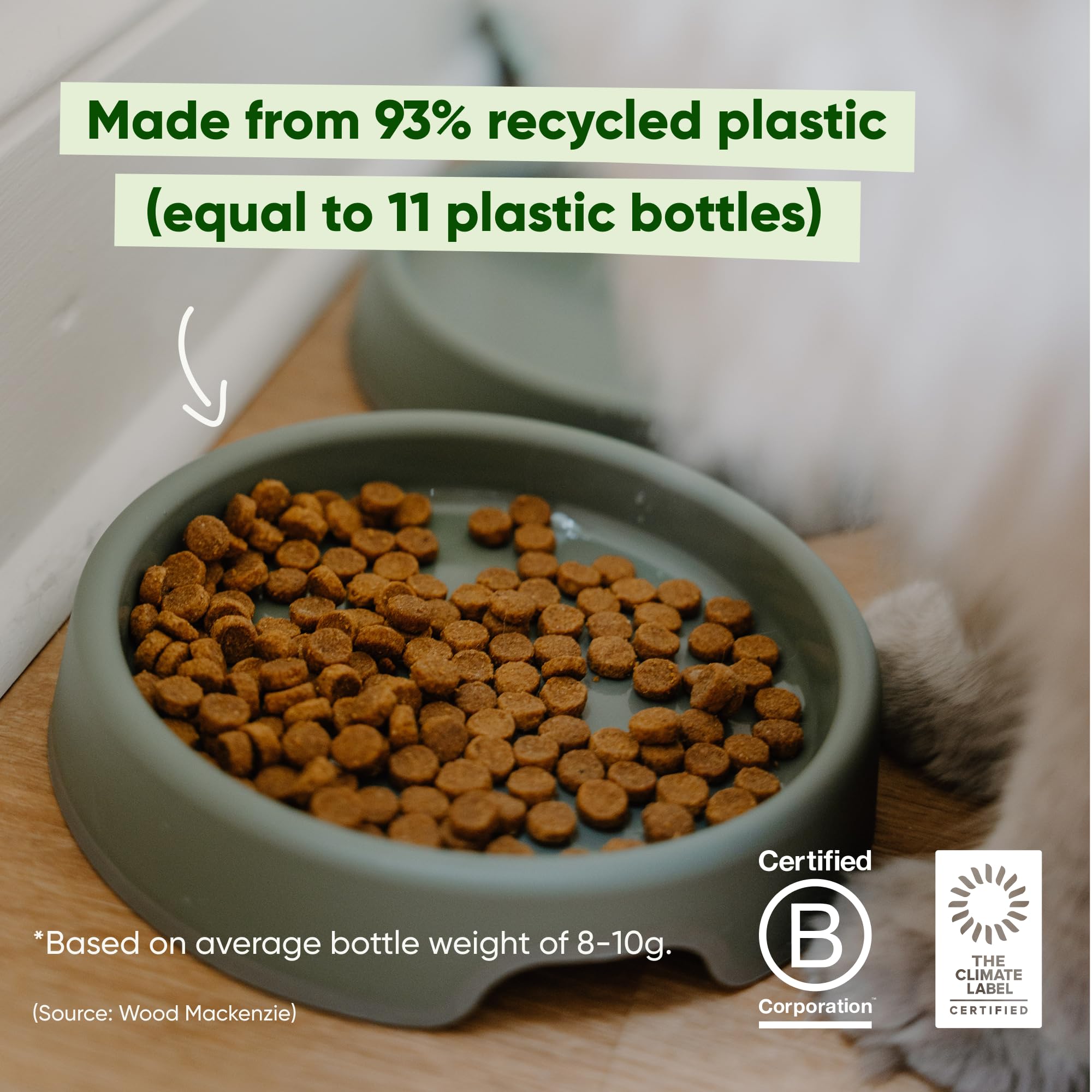 Beco Cat Bowl - Whisker-Friendly Steady Design | 94% Recycled Plastic | Pink 6