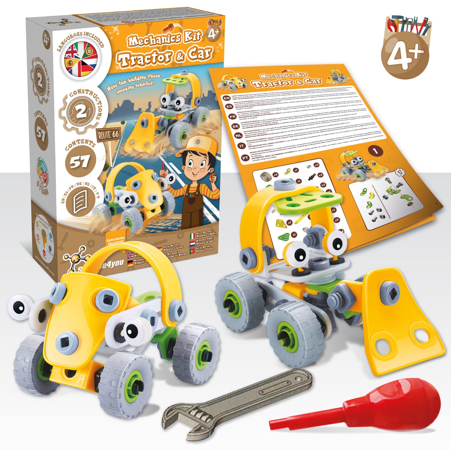 Science4you Auto Mechanics Laboratory - Build Your Own Car and Tractor Kit for Kids 4+ 7