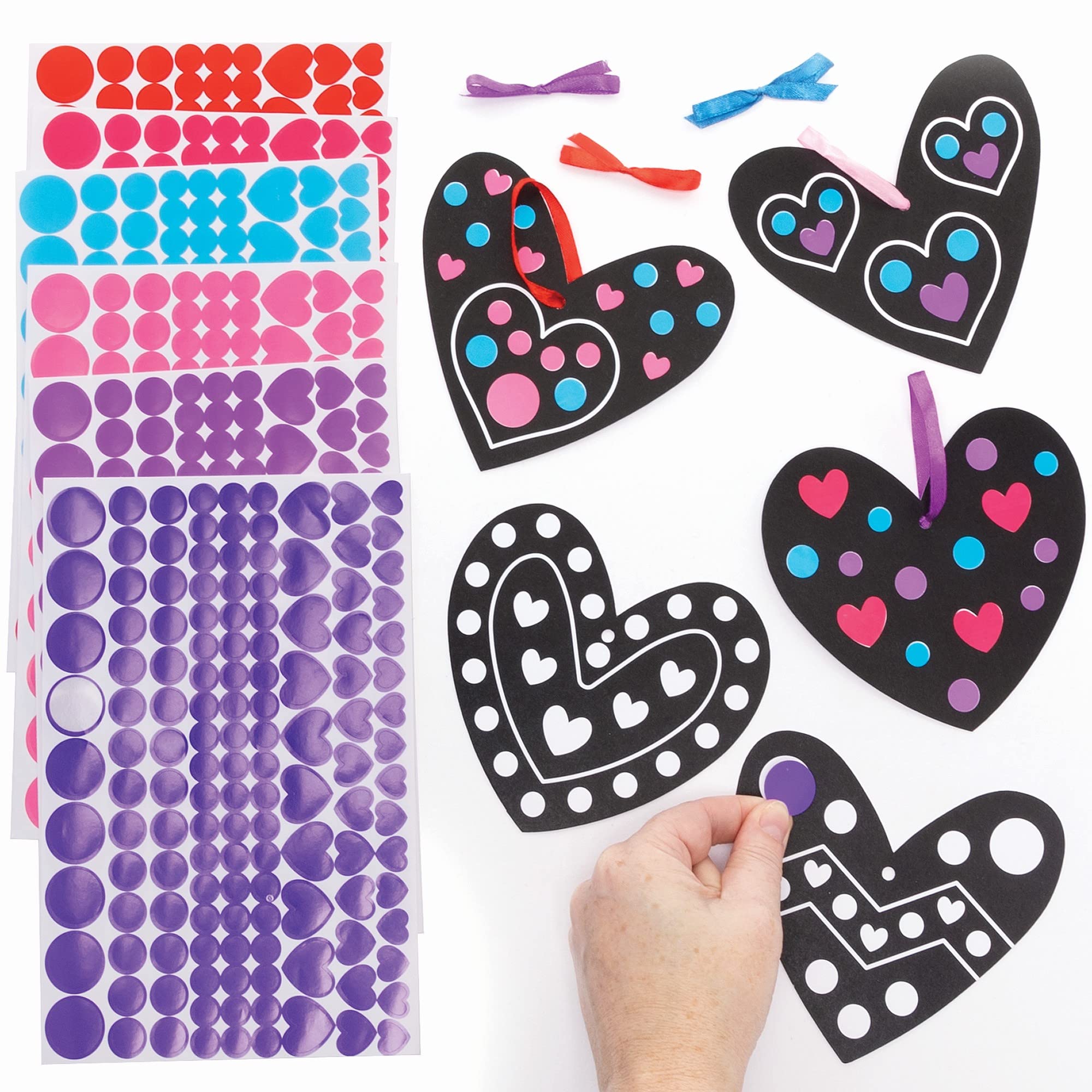 Baker Ross Heart Dotty Art Decorations - Pack of 12, Valentines Crafts for Kids Ages 3+