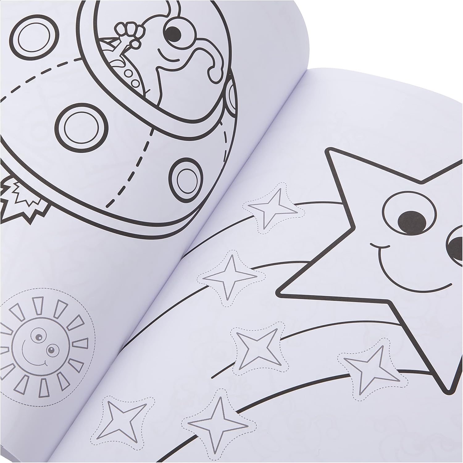 Orchard Toys Outer Space Sticker Colouring Book - Educational Activity Book with 35 Stickers - Ages 3+ 4
