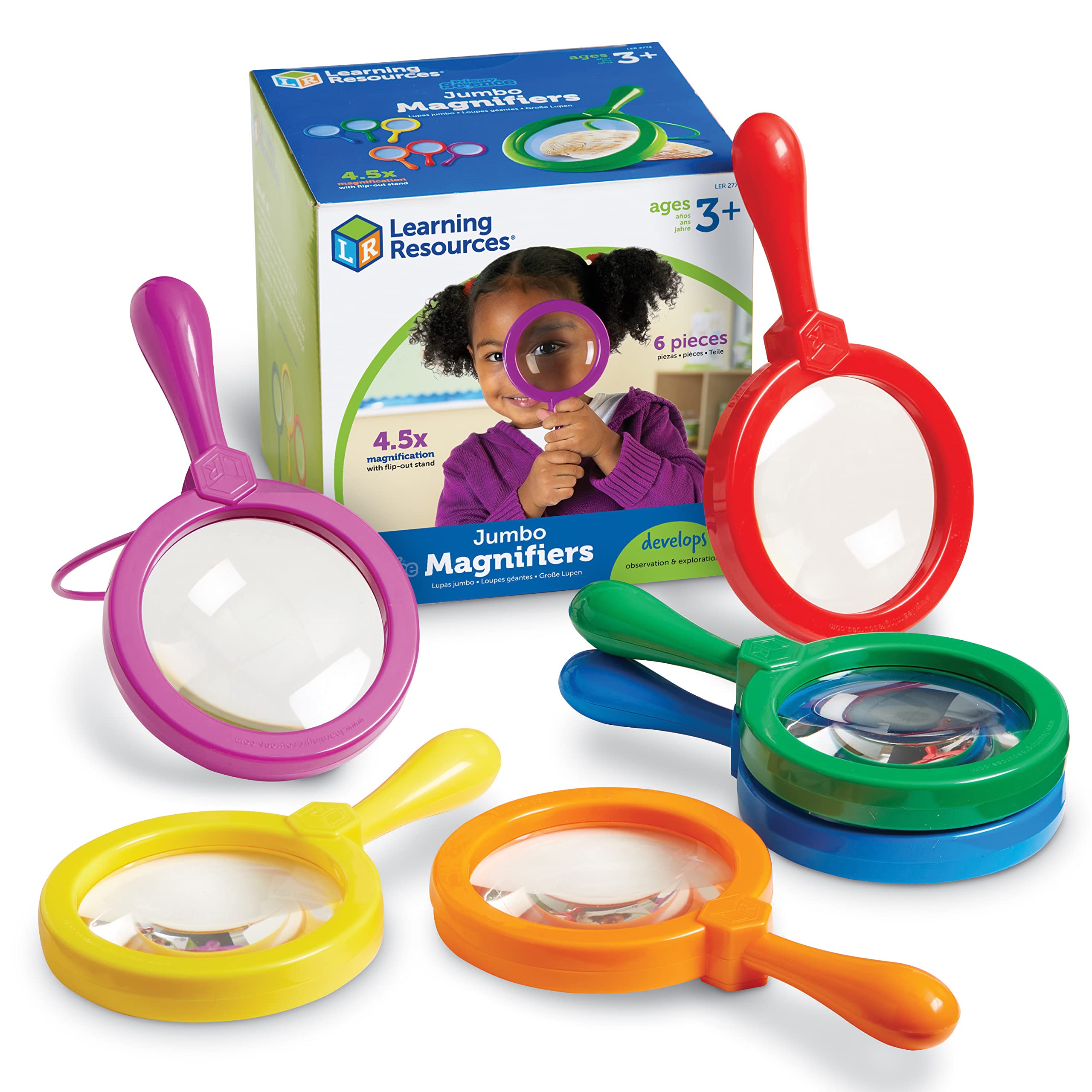 Learning Resources Jumbo Magnifiers - 4.5x Magnification Set of 6 for Kids 13
