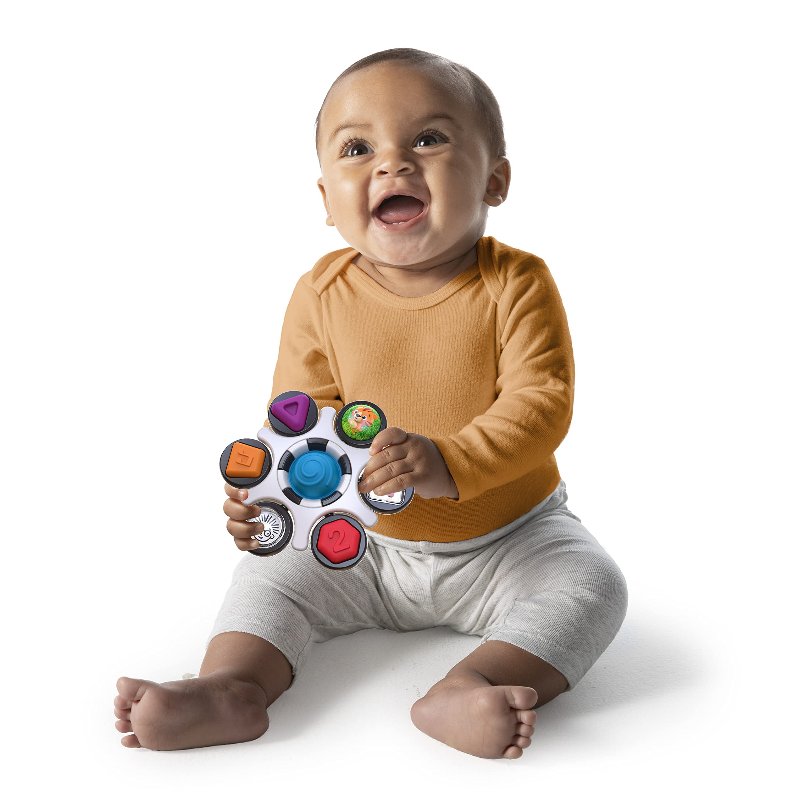 Baby Einstein Curiosity Clutch Fidget Sensory Toy and Pop It Rattle - 6-Activity Infant Toy for 3M+ 9