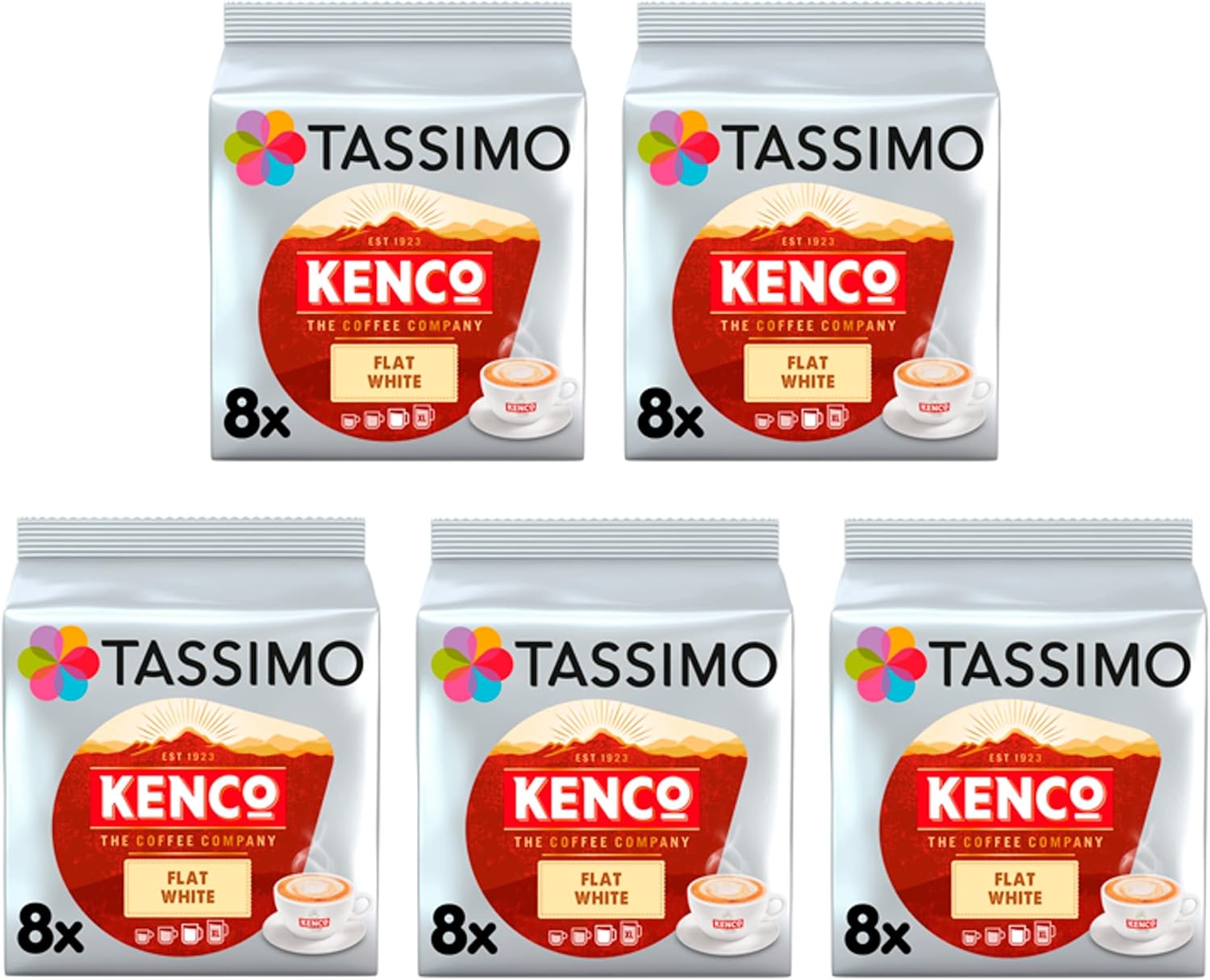 Tassimo Kenco Flat White Coffee Pods x8 (Pack of 5) - 40 Total Drinks