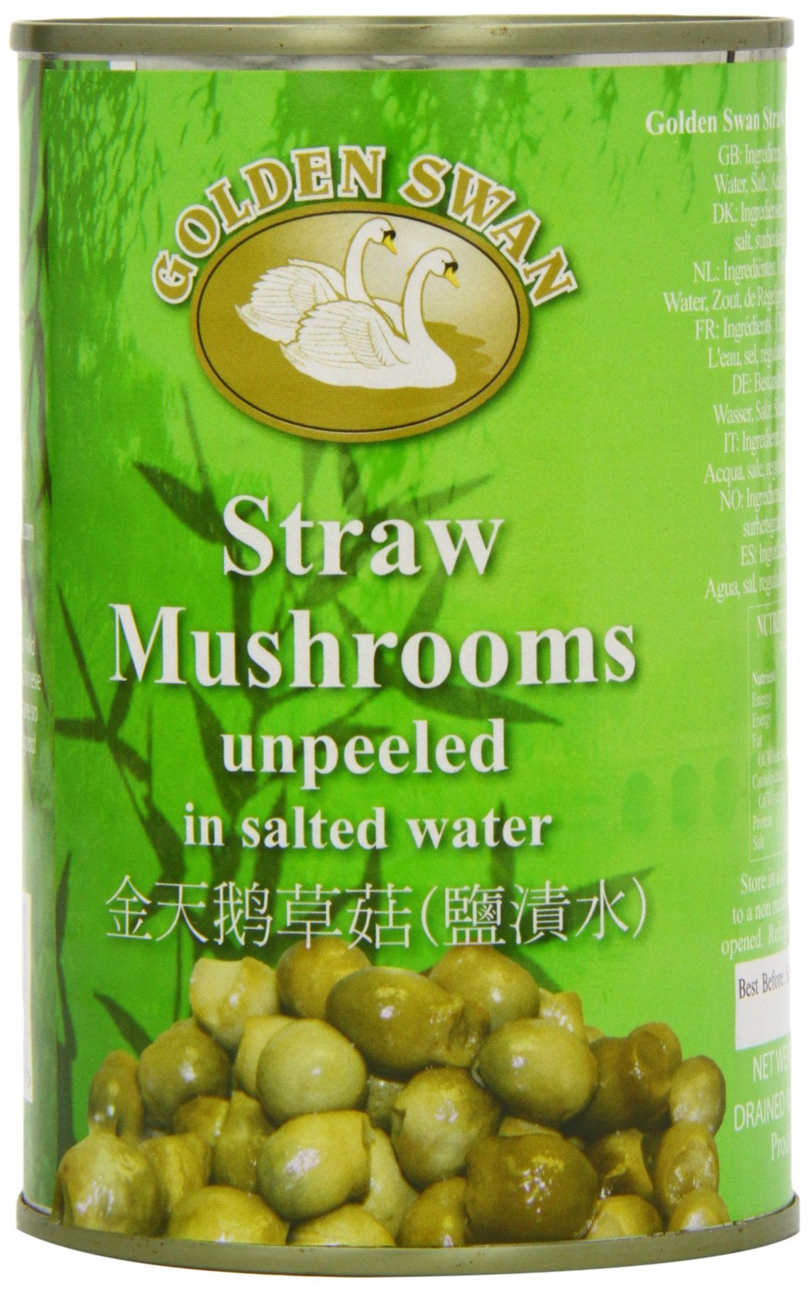 Golden Swan Brand Straw Mushrooms Whole Unpeeled in Brine 425g 4