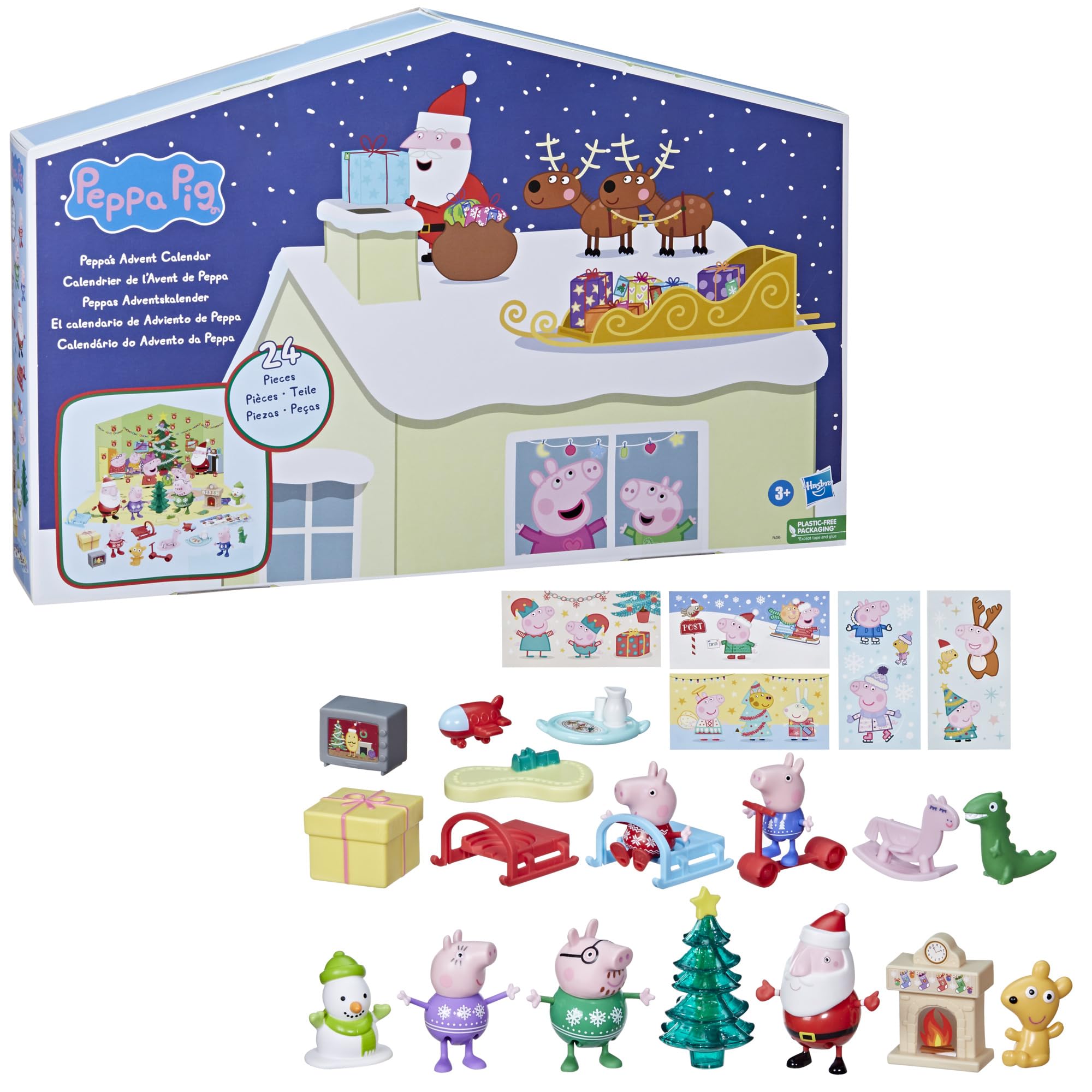 Peppa Pig Advent Calendar - 24 Surprise Toys & Stickers with Playmat, Ages 3+ 6