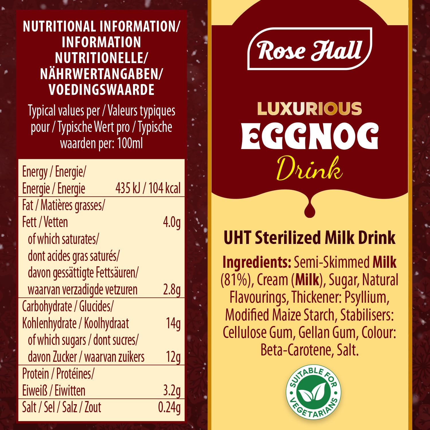 Rose Hall Luxurious Eggnog, 1L - Creamy Dairy Drink with Fresh Milk & Cream 6