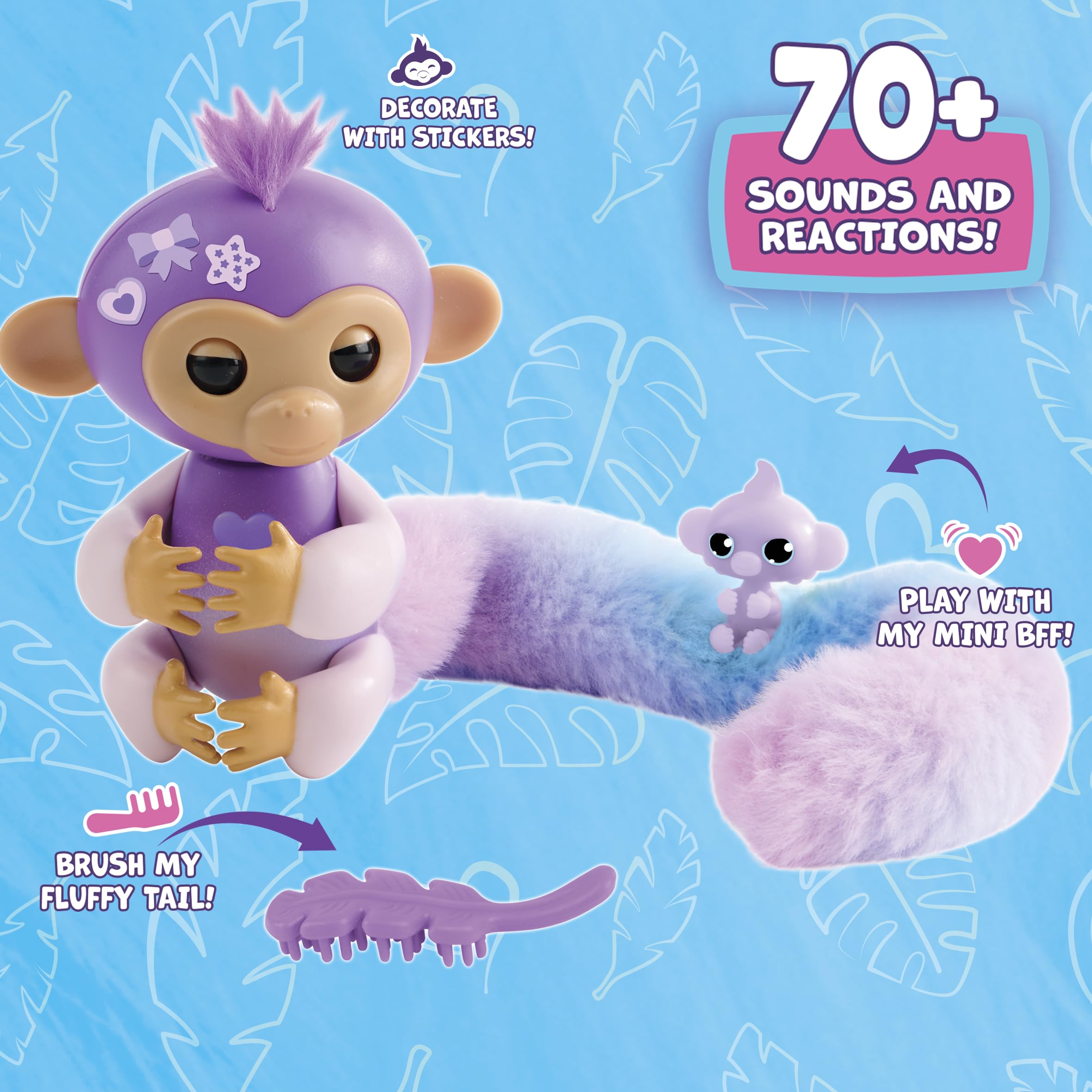 Fingerlings Snuggle Tails - Interactive Purple Monkey (Coco) with Soft Fluffy Tail, Ages 5+ 5