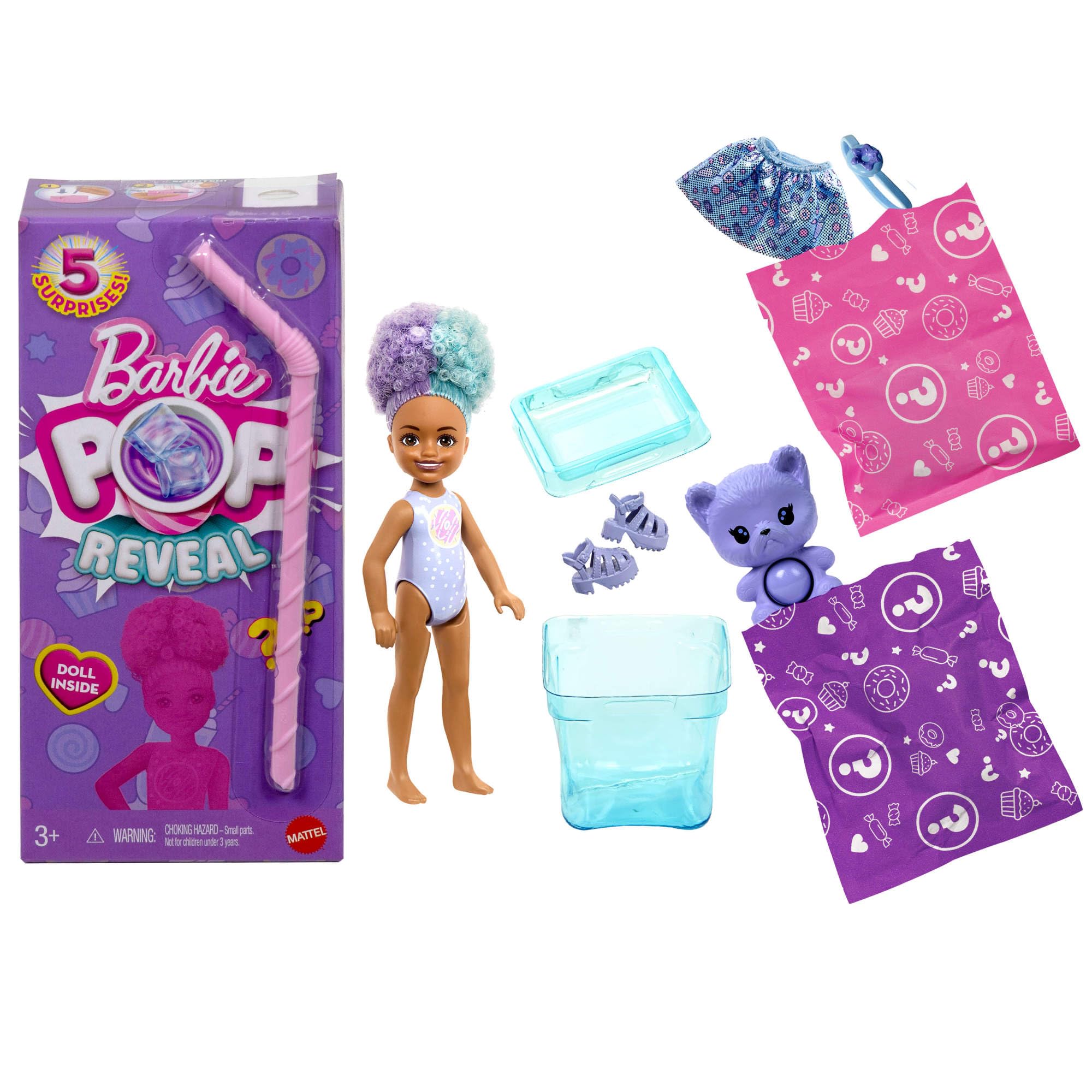 Barbie Chelsea Pop Reveal Doll Set - Treat Series with 5 Surprises, Scented & Color-Changing Play 5