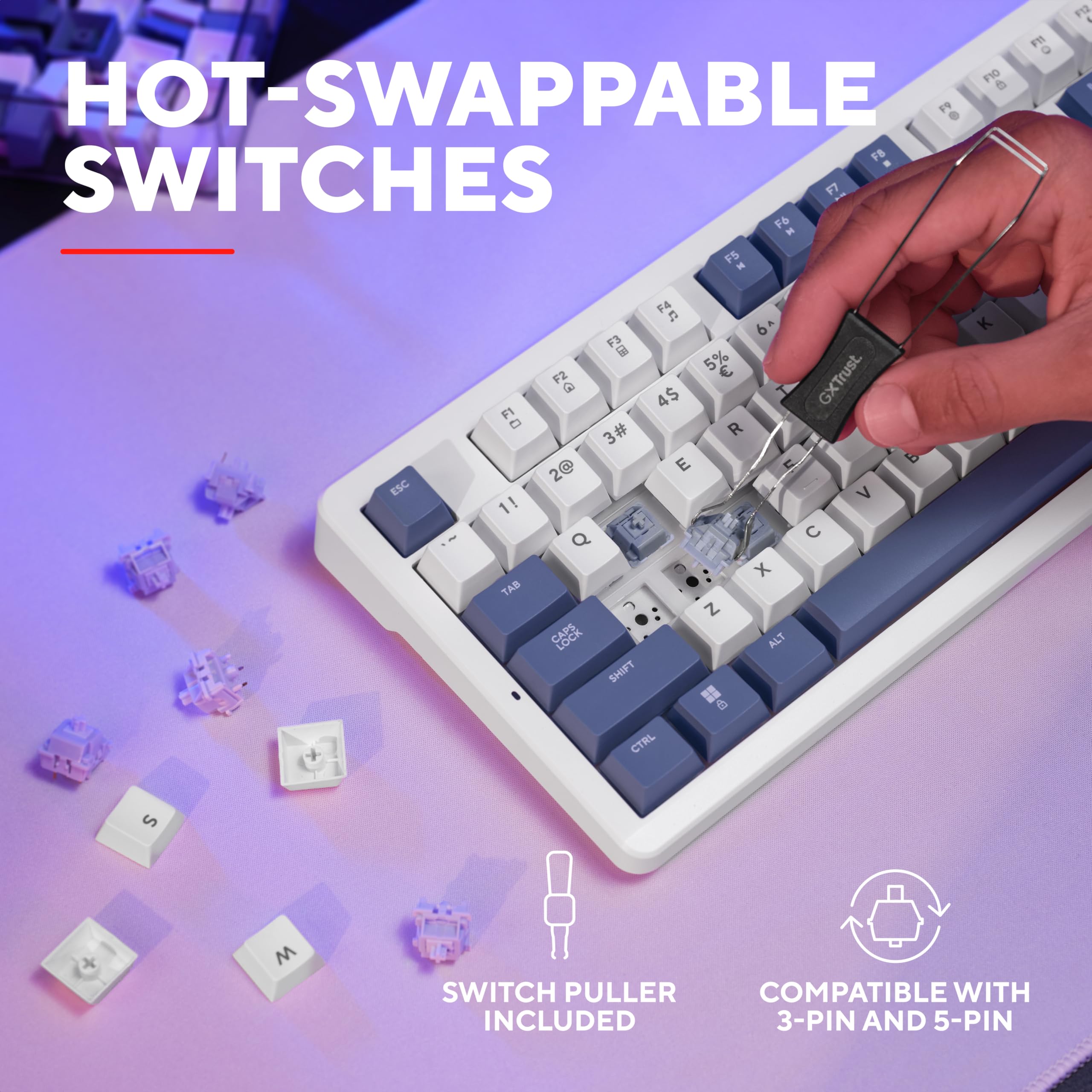 Trust Gaming GXTrust 872 Xyra TKL Mechanical Keyboard - Gasket Mount, Hot-Swappable, RGB Backlit, UK Layout 14