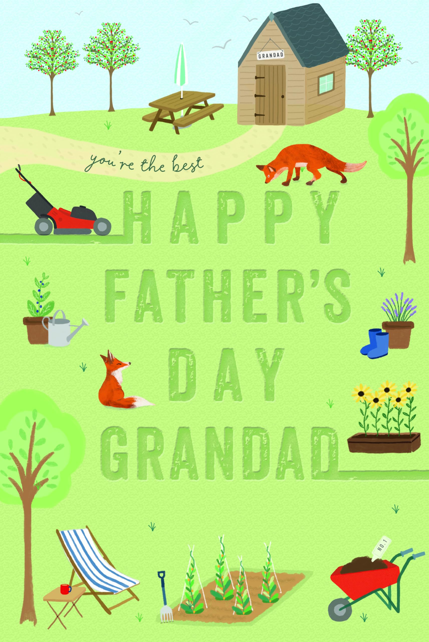 Wishing Well Luxury Handmade Father's Day Card for Grandad - Garden Theme | 6 x 9 Inches
