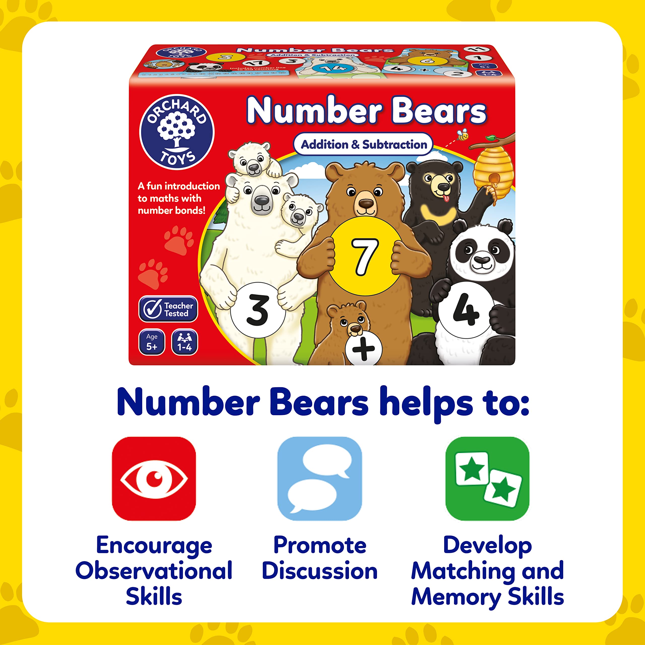 Orchard Toys Number Bears Maths Game for Kids - Learn Addition & Subtraction, Number Bonds to 20, Educational Board Game for Children 5+ 4