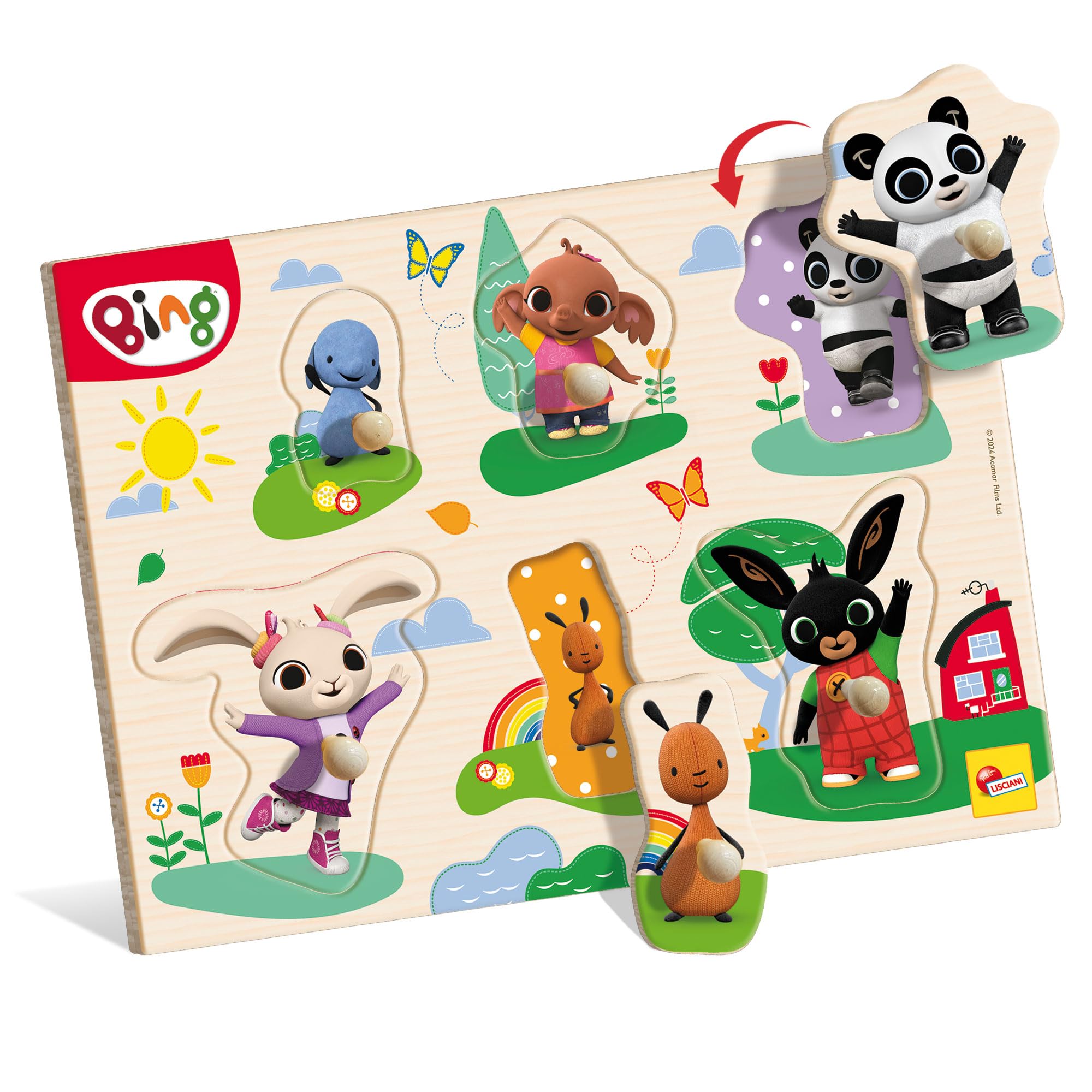 Lisciani - Bing Wooden Puzzle - 6-Piece Shape Matching Game for Toddlers 12 Months+ 4