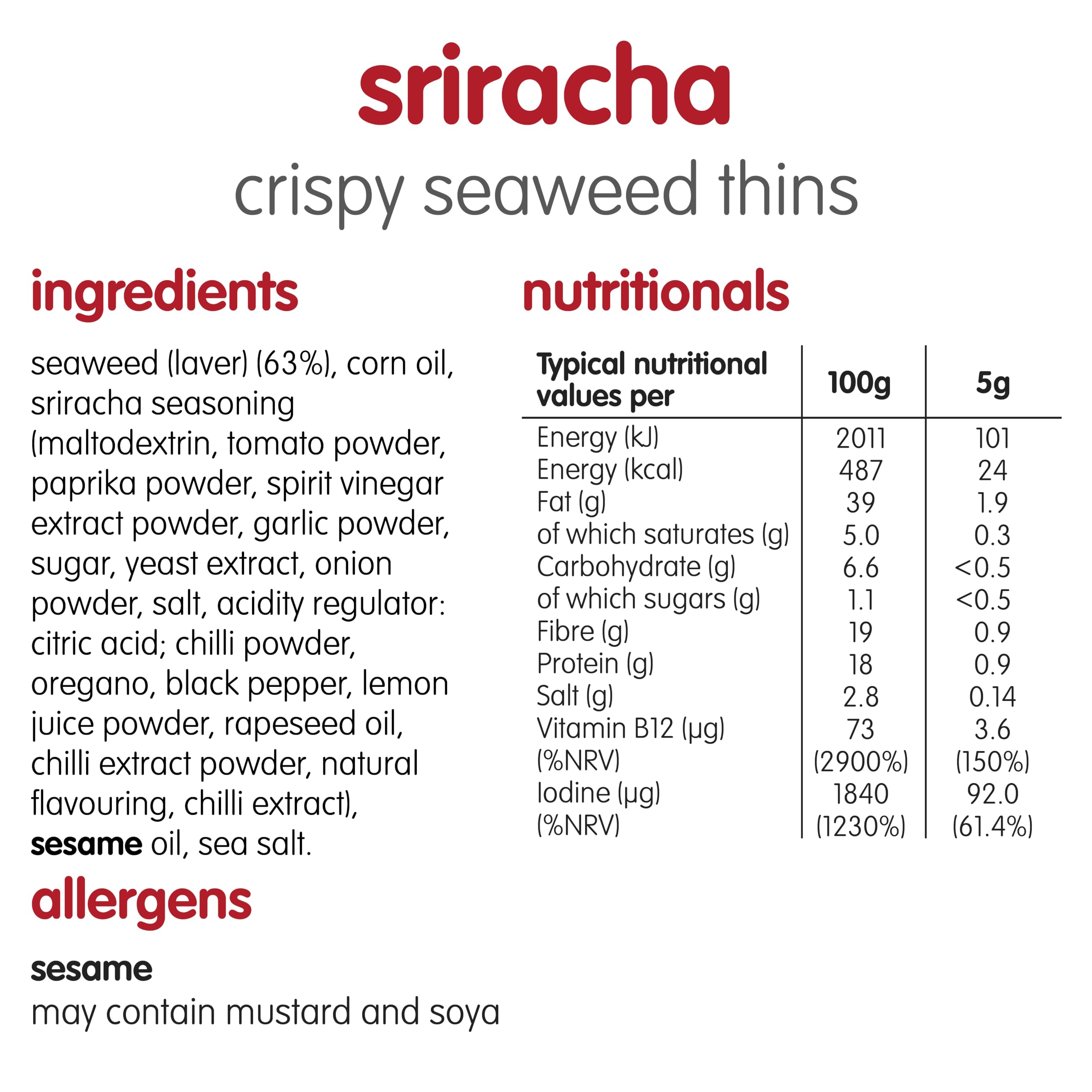 Itsu - Sriracha Crispy Seaweed Thins 5g 20 Pack 4