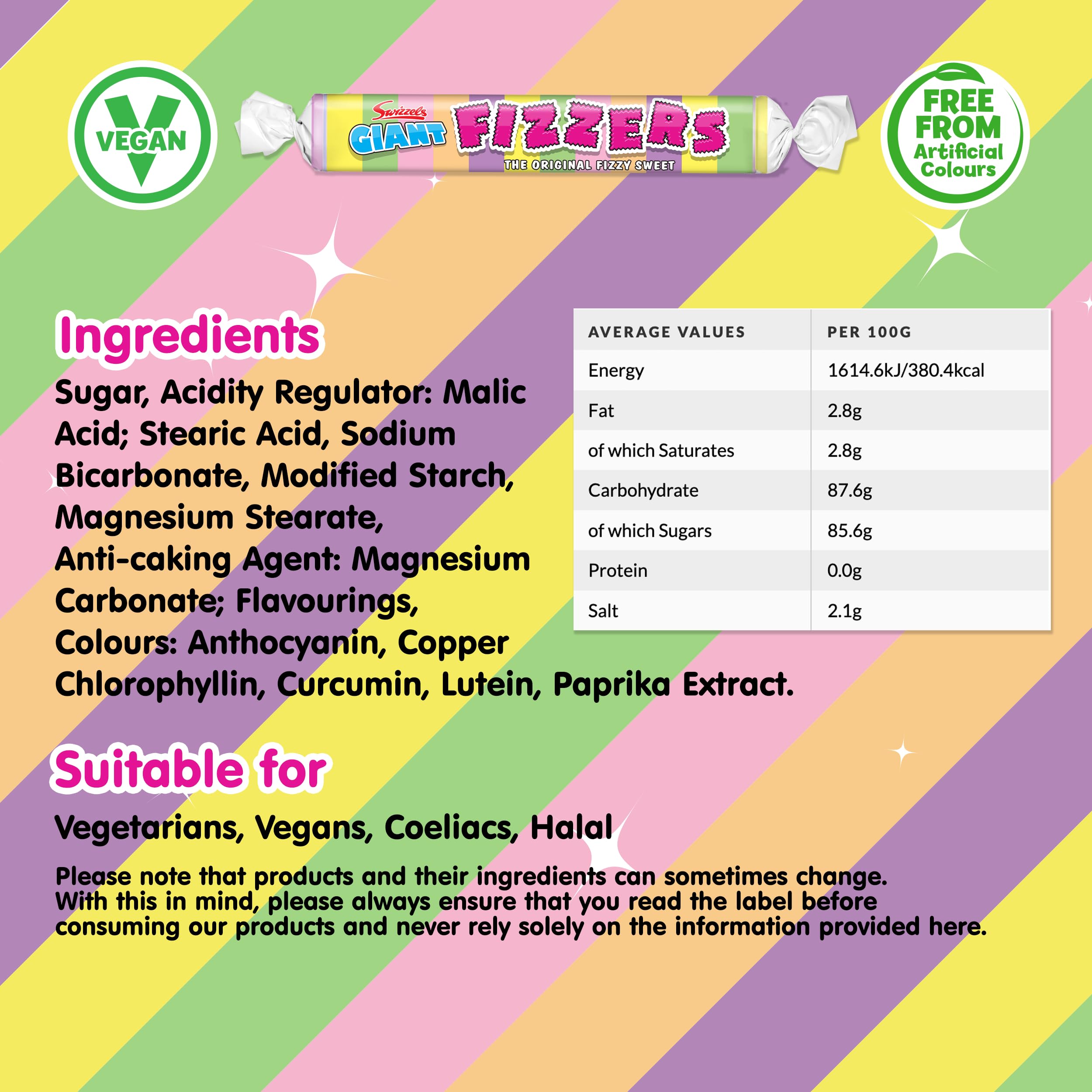 Swizzels Giant Original Fizzer Sweets – Veganfreundliche fruchtige Brauserollen im Multipack 4