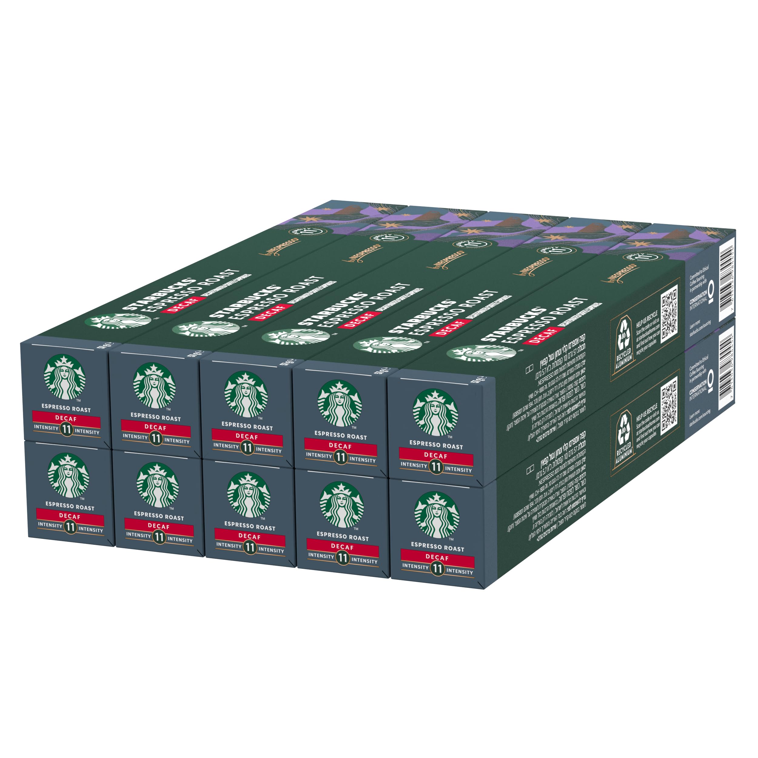 STARBUCKS - Decaf Espresso Roast by Nespresso, Dark Roast Coffee Capsules (Pack of 10)