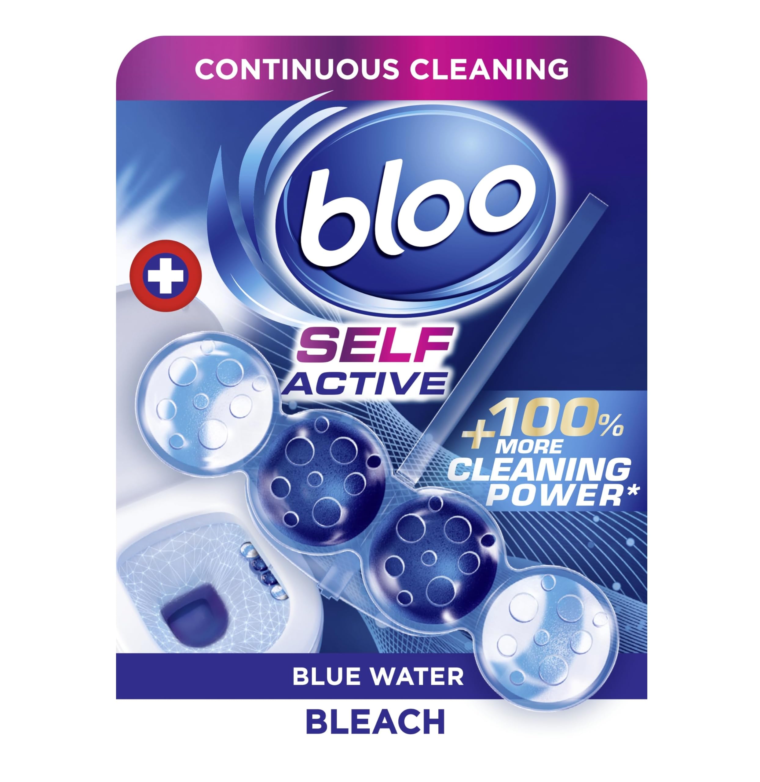 Bloo Self Active Bleach Toilet Rim Block | 4-Function Formula | Pack of 1