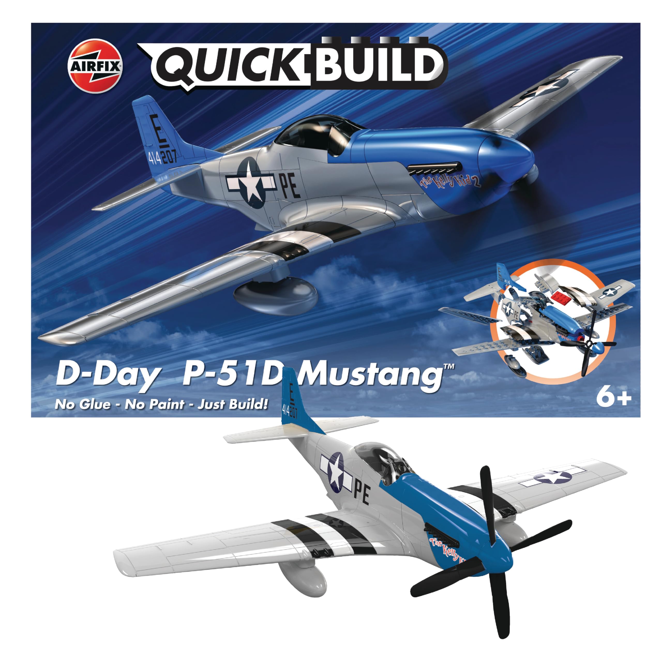 Airfix QUICKBUILD P-51D Mustang Model Kit - Snap-Together Aircraft Model for Kids 5+
