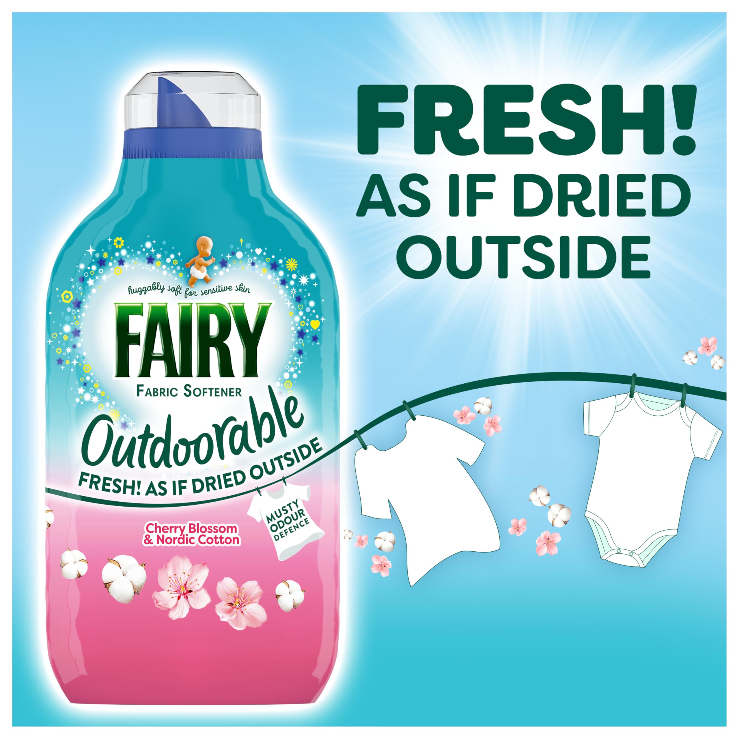 Fairy Outdoorable Liquid Fabric Softener - Cherry Blossom & Nordic Cotton Scent | 1.47L | 105 Washes 4