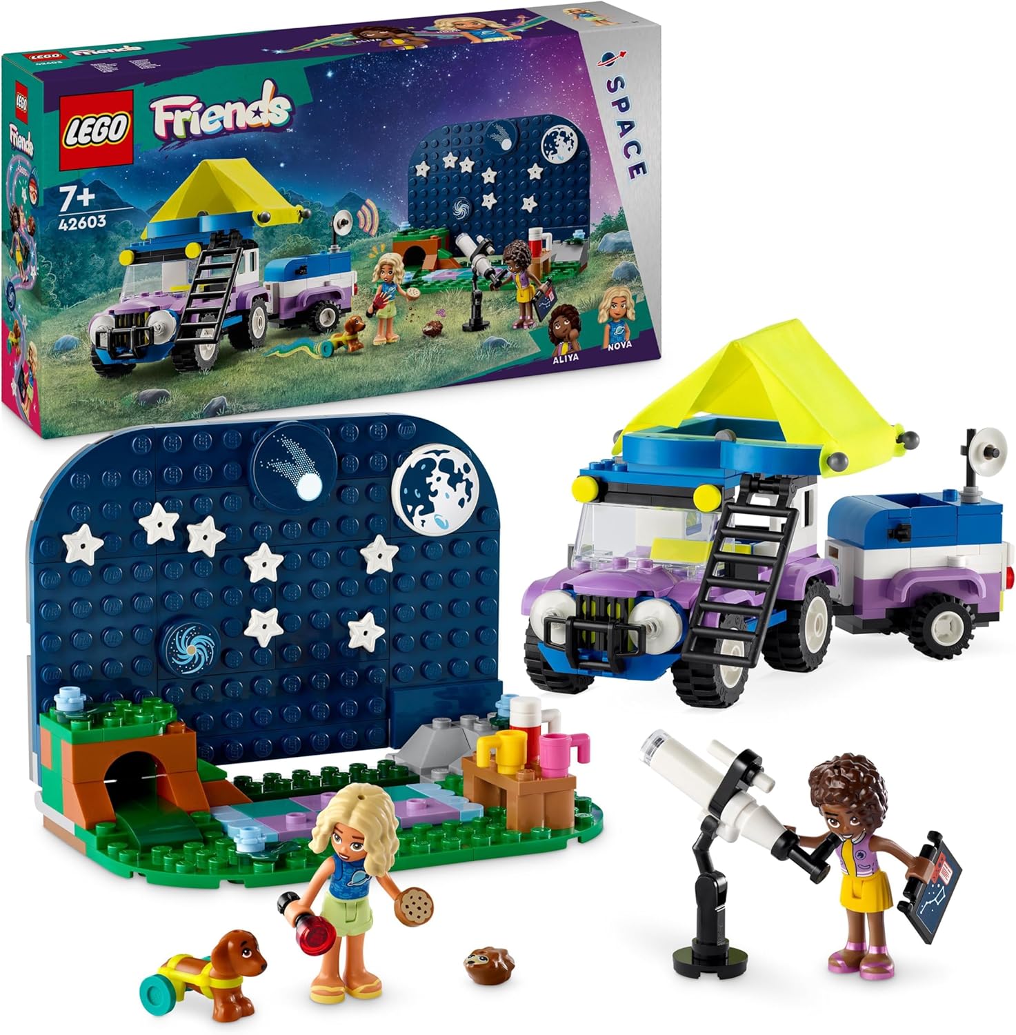 LEGO Friends Stargazing Camping Vehicle Playset with 4x4 Car, 2 Mini-Dolls & Telescope - 7+ Years